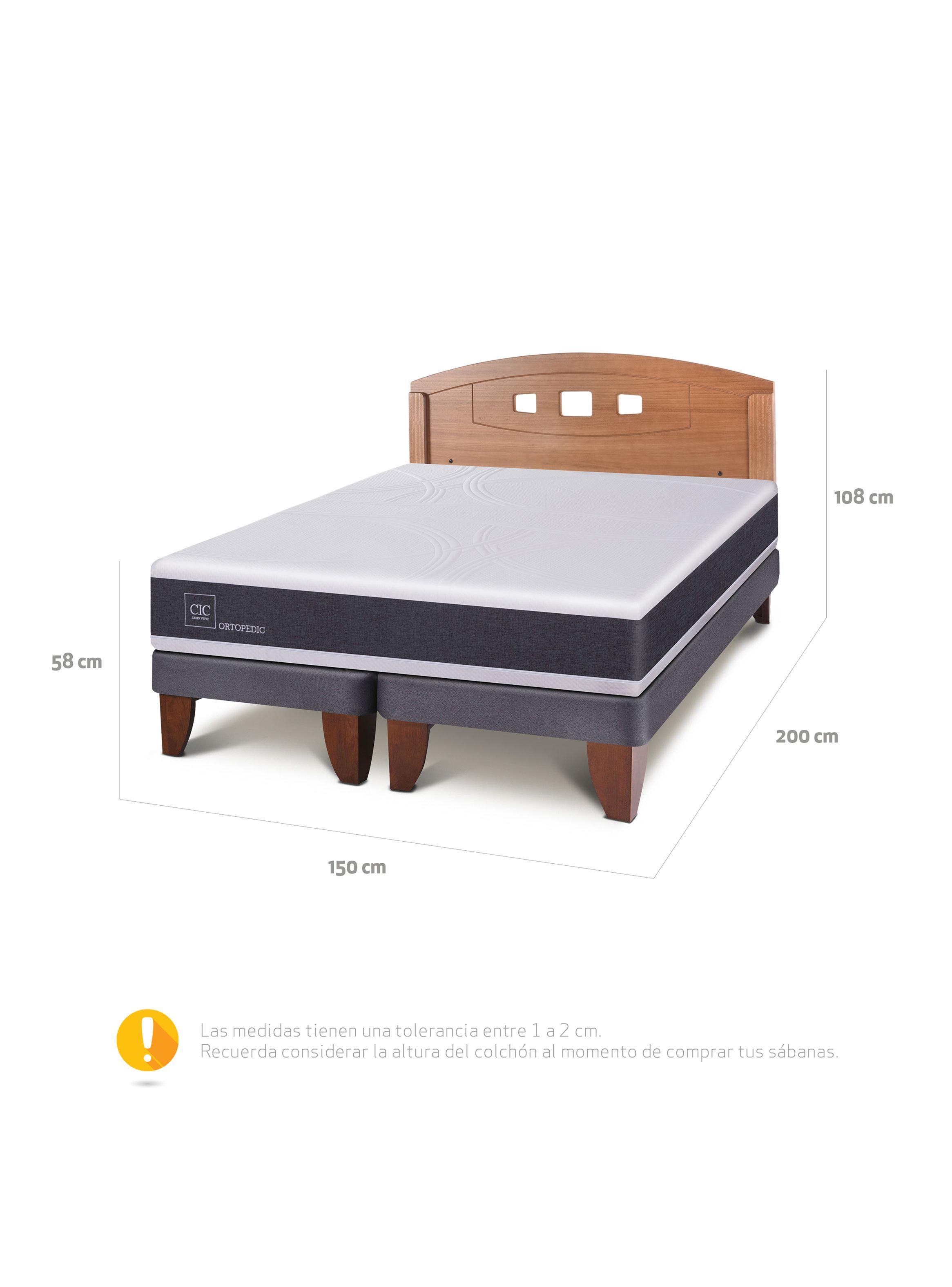 Cama Europea New Ortopedic 2 Plazas Bd Respaldo New Gales-1