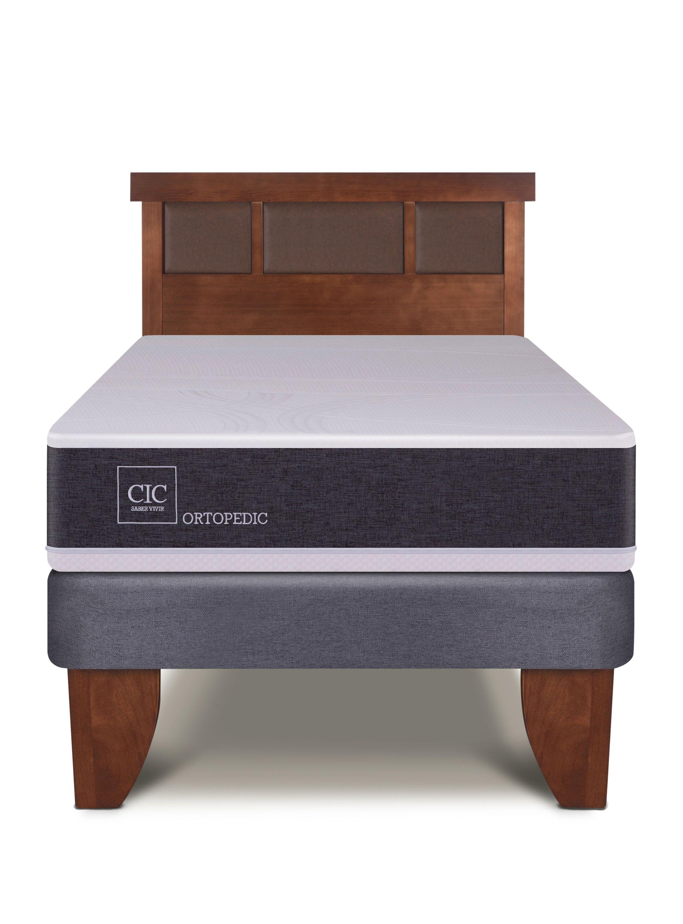 Cama Europea New Ortopedic 1.5 Plazas Respaldo New Dublin Caramel-2