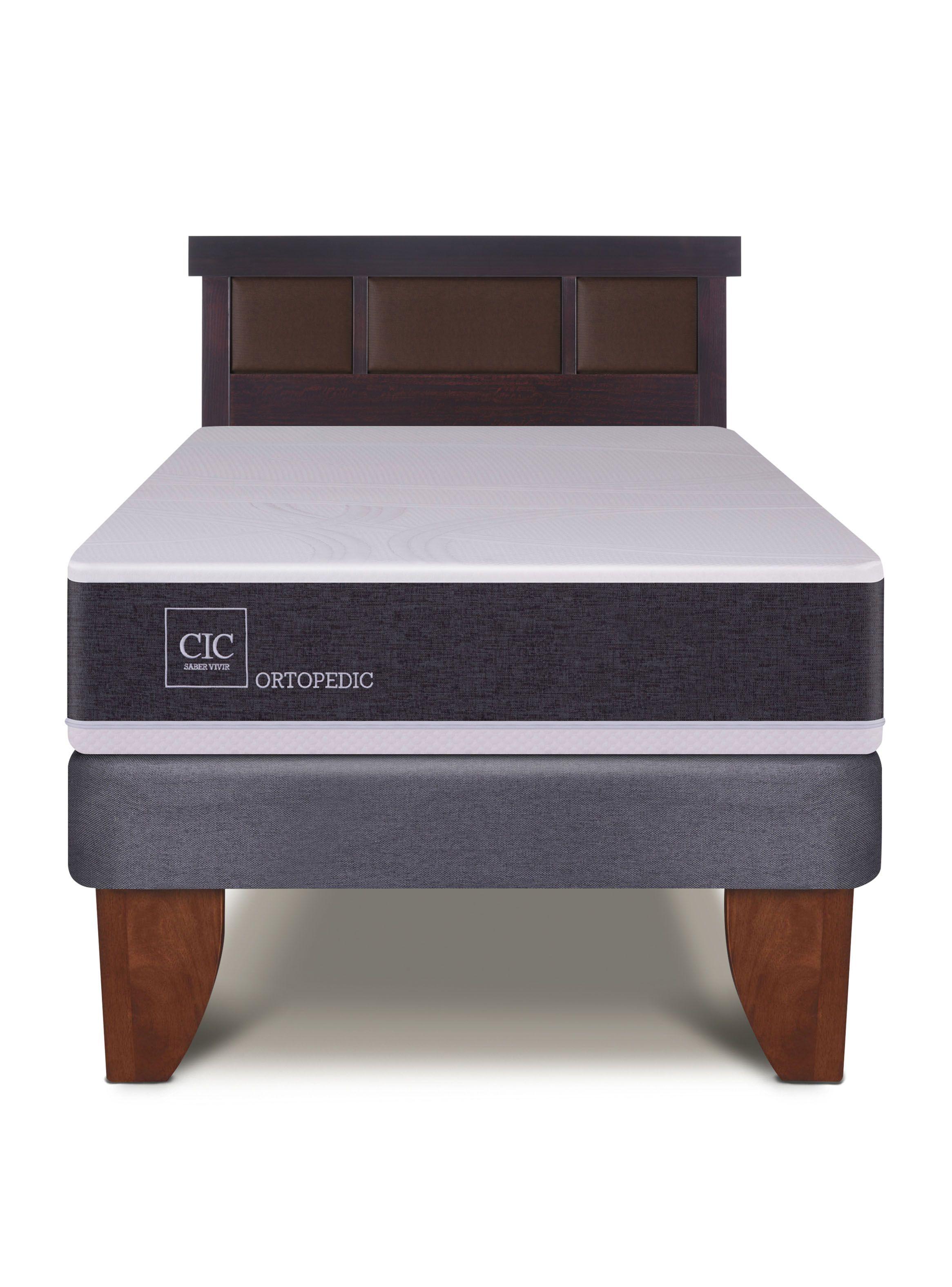 Cama Europea New Ortopedic 1.5 Plazas Respaldo New Dublin Choc-2