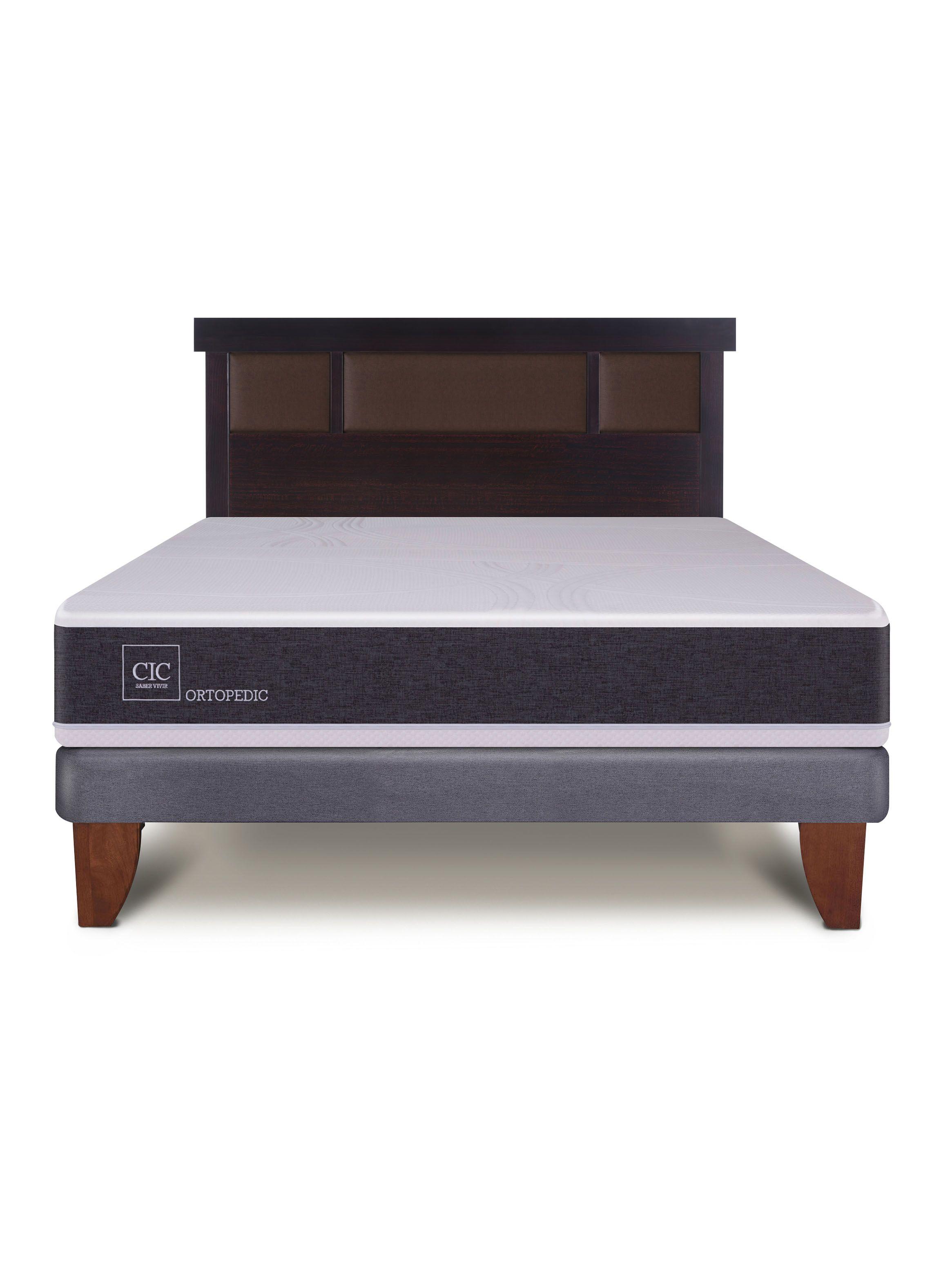 Cama Europea New Ortopedic 2 Plazas Bn Respaldo New Dublin Choc-2