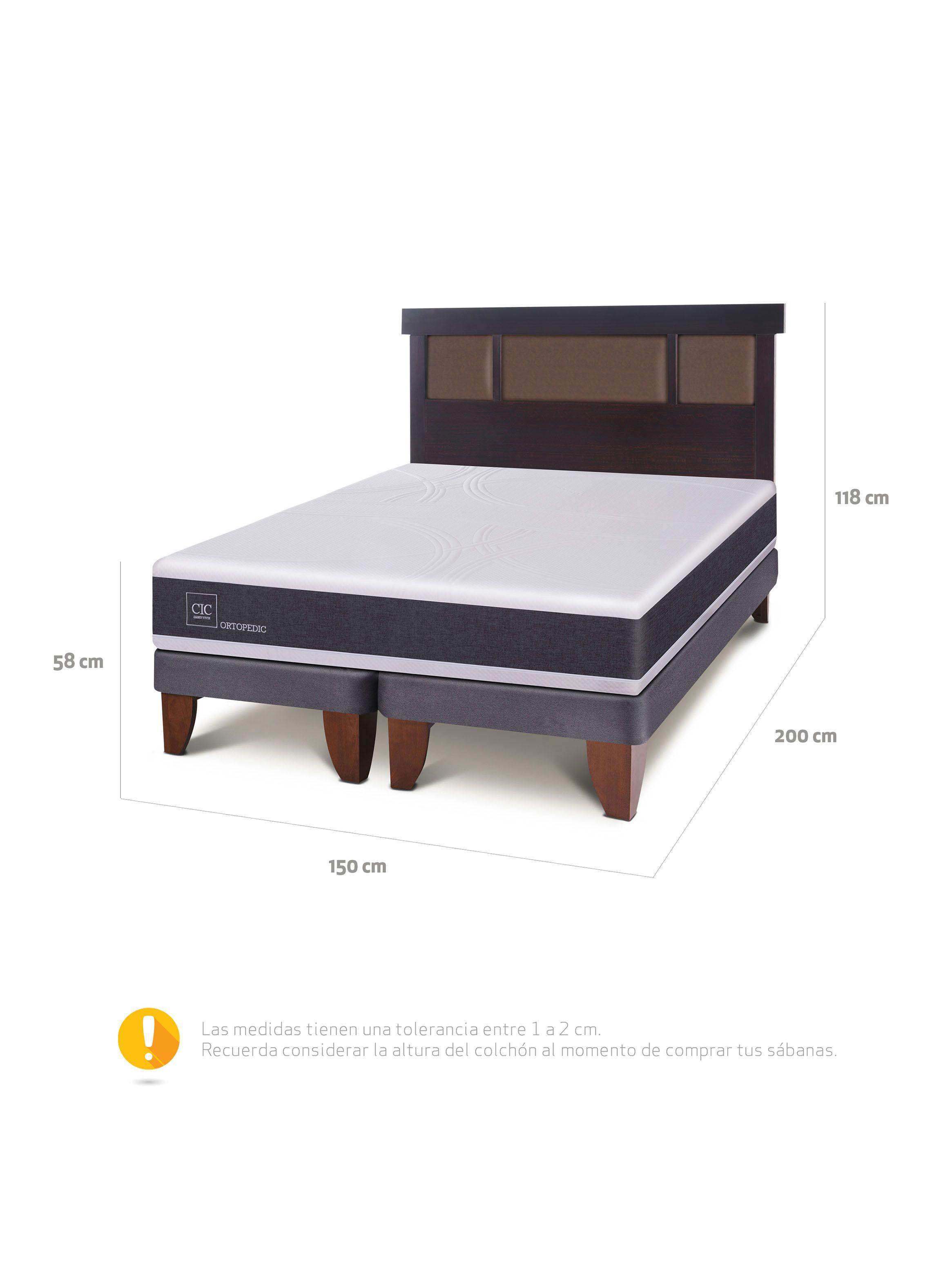Cama Europea New Ortopedic 2 Plazas Bd Respaldo New Dublin Choc-1
