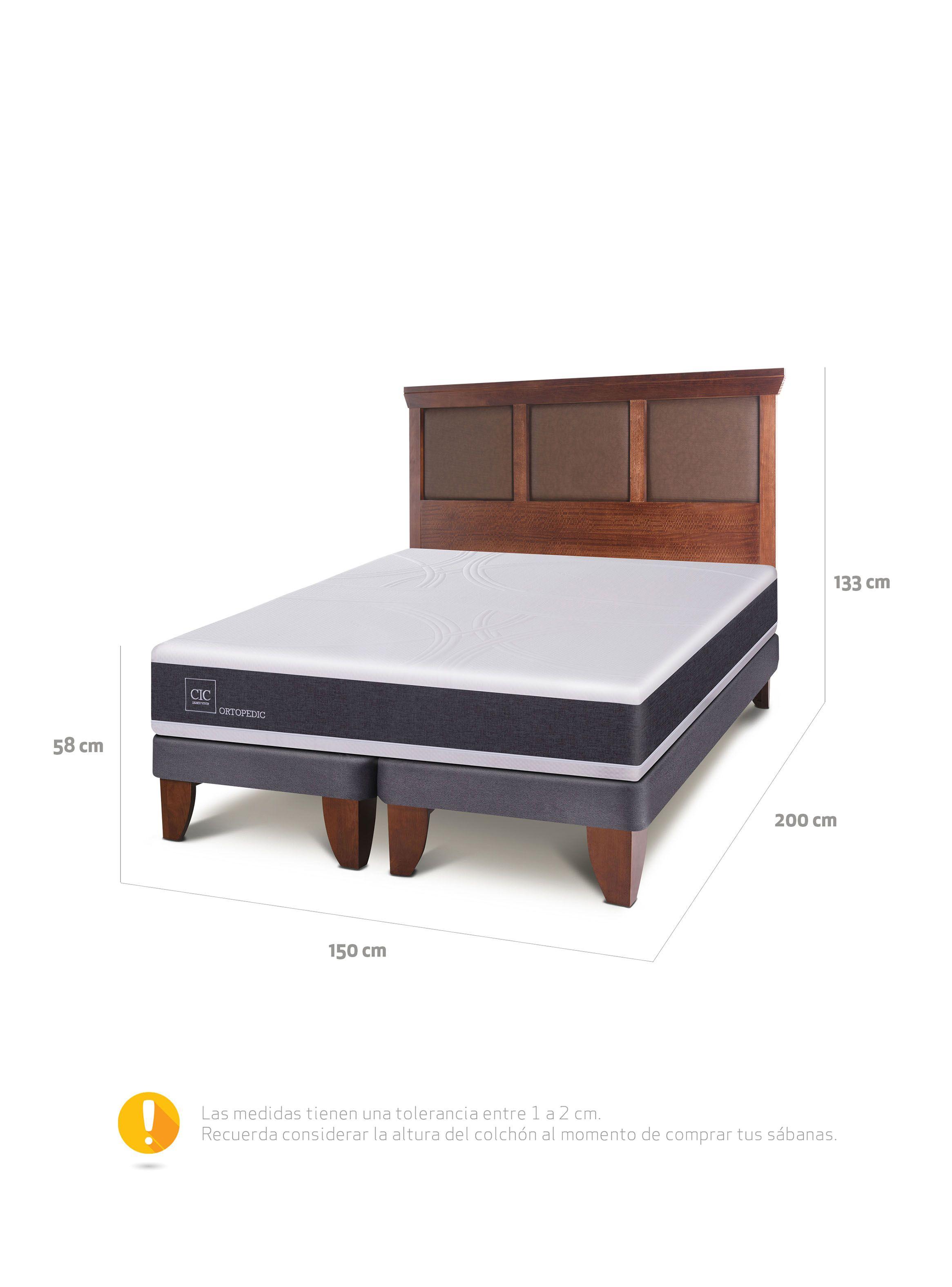 Cama Europea New Ortopedic 2 Plazas Bd Respaldo New Torino-1