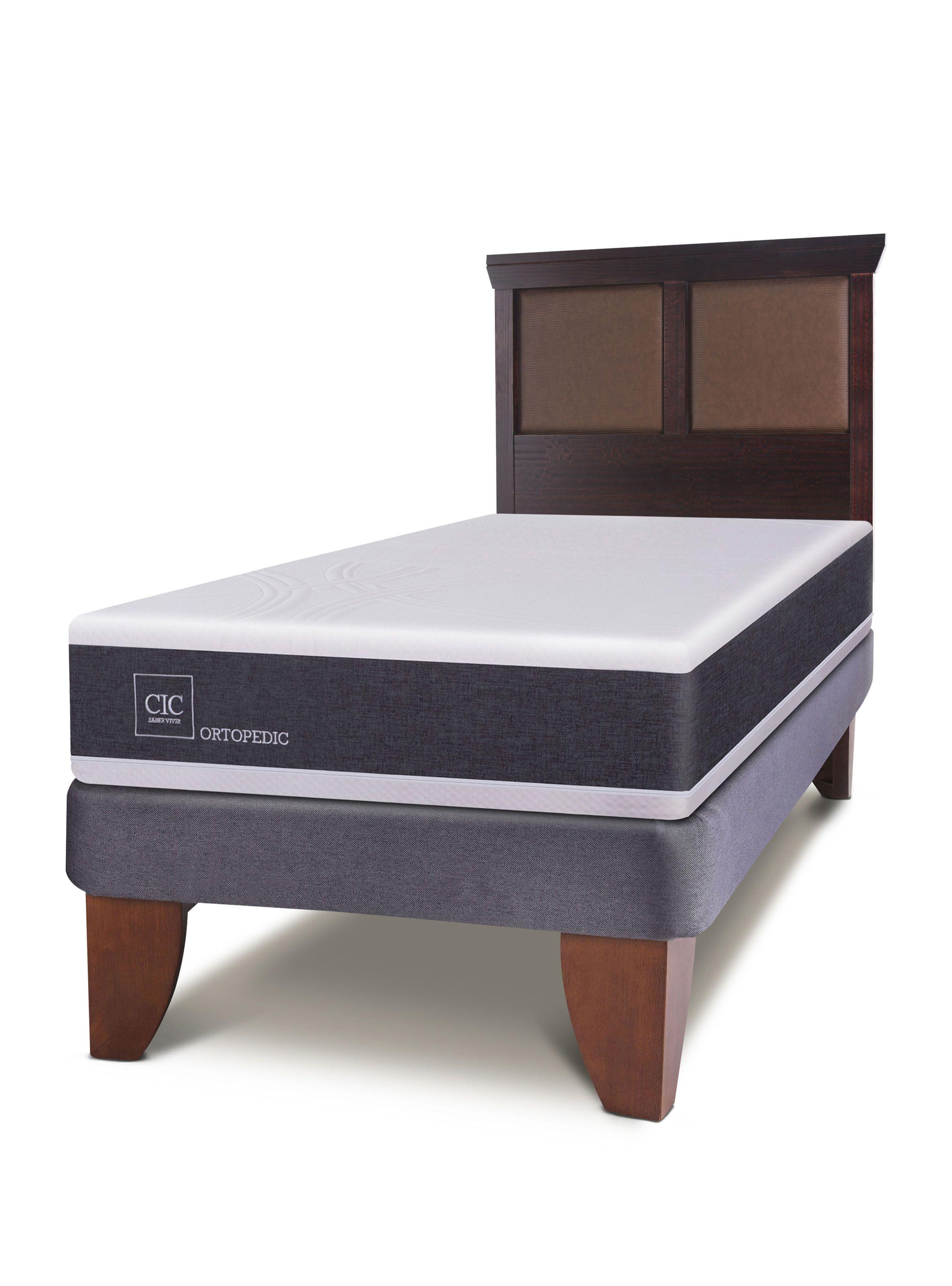 Cama Europea New Ortopedic 1.5 Plazas Respaldo New Torino Choc-0
