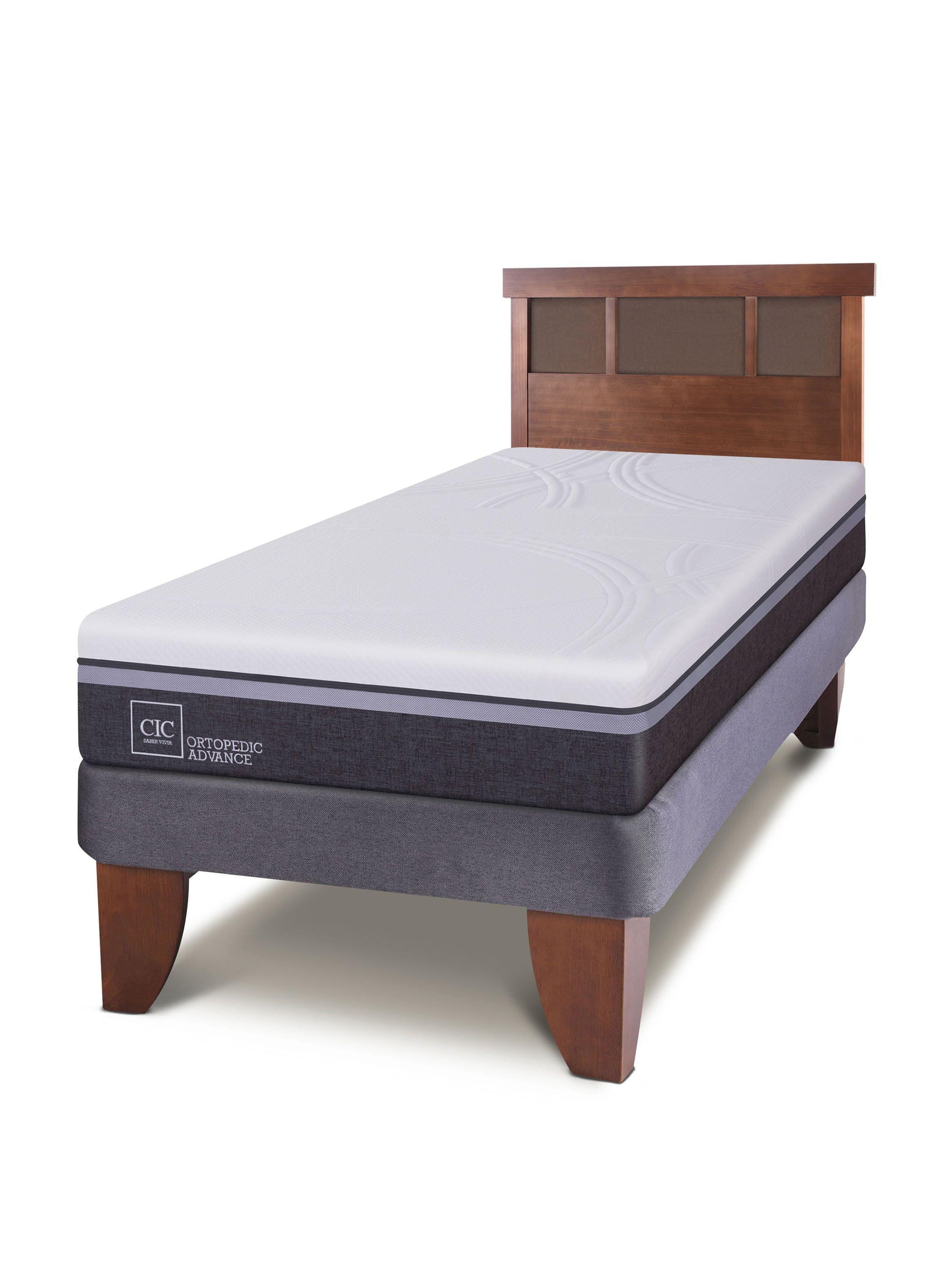 Cama Europea Ortopedic Advance 1.5 Plazas + Respaldo New Dublín Caramelo-0