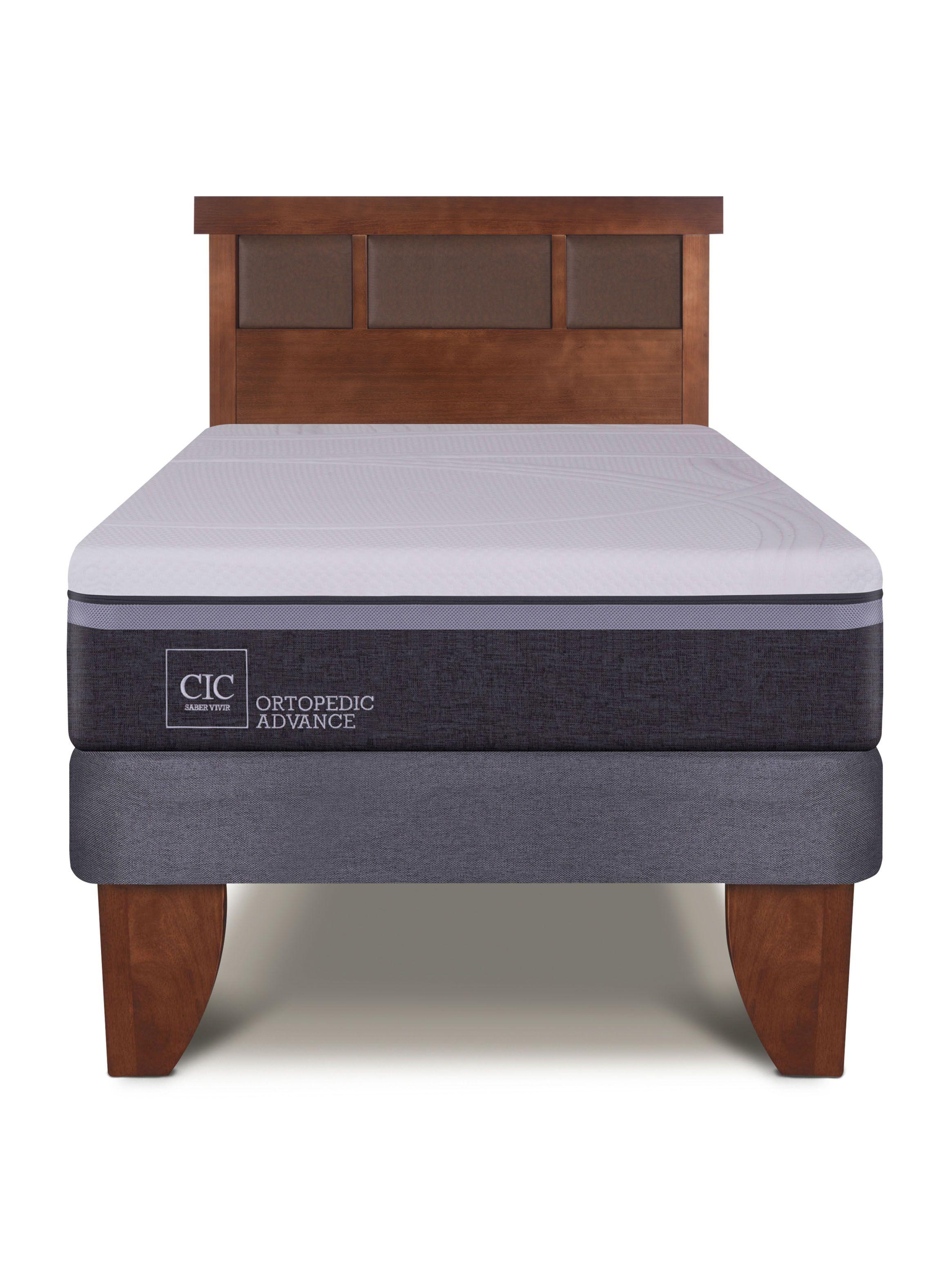 Cama Europea Ortopedic Advance 1.5 Plazas + Respaldo New Dublín Caramelo-2