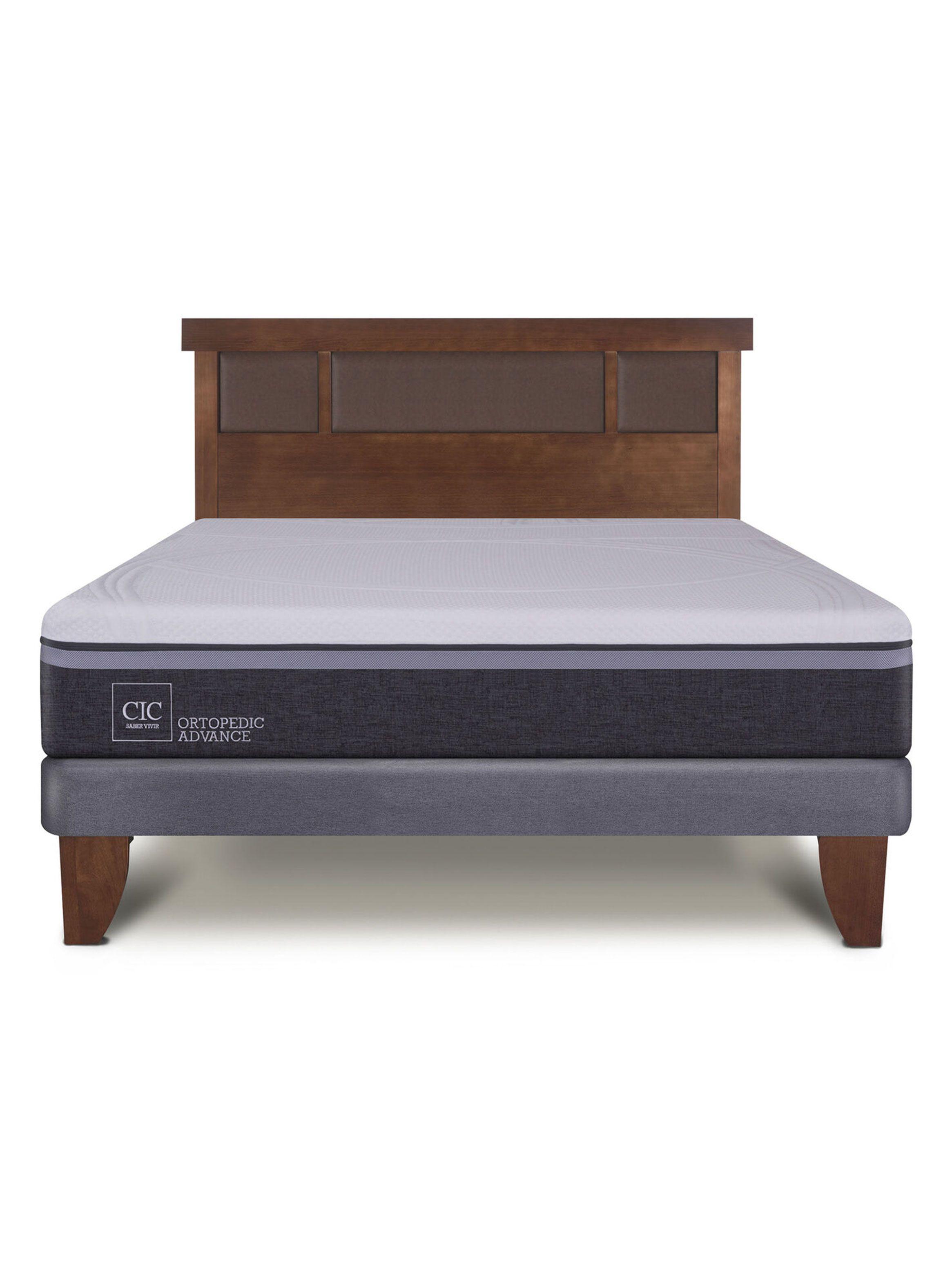 Cama Europea Ortopedic Advance 2 Plazas Base Normal + Respaldo New Dublín Caramelo-2