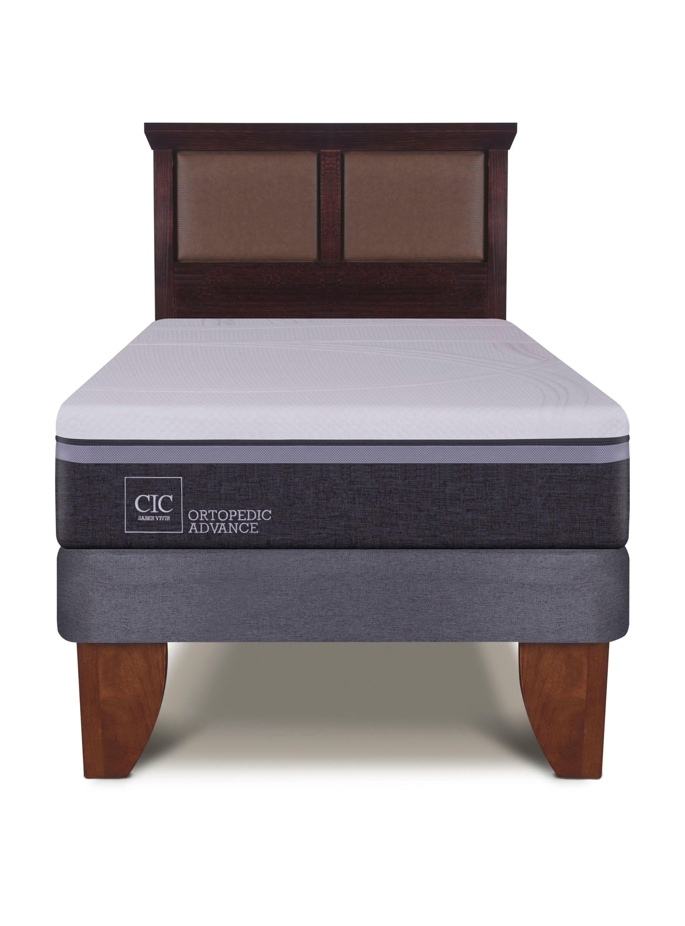 Cama Europea Ortopedic Advance 1.5 Plazas + Respaldo New Torino Chocolate-2