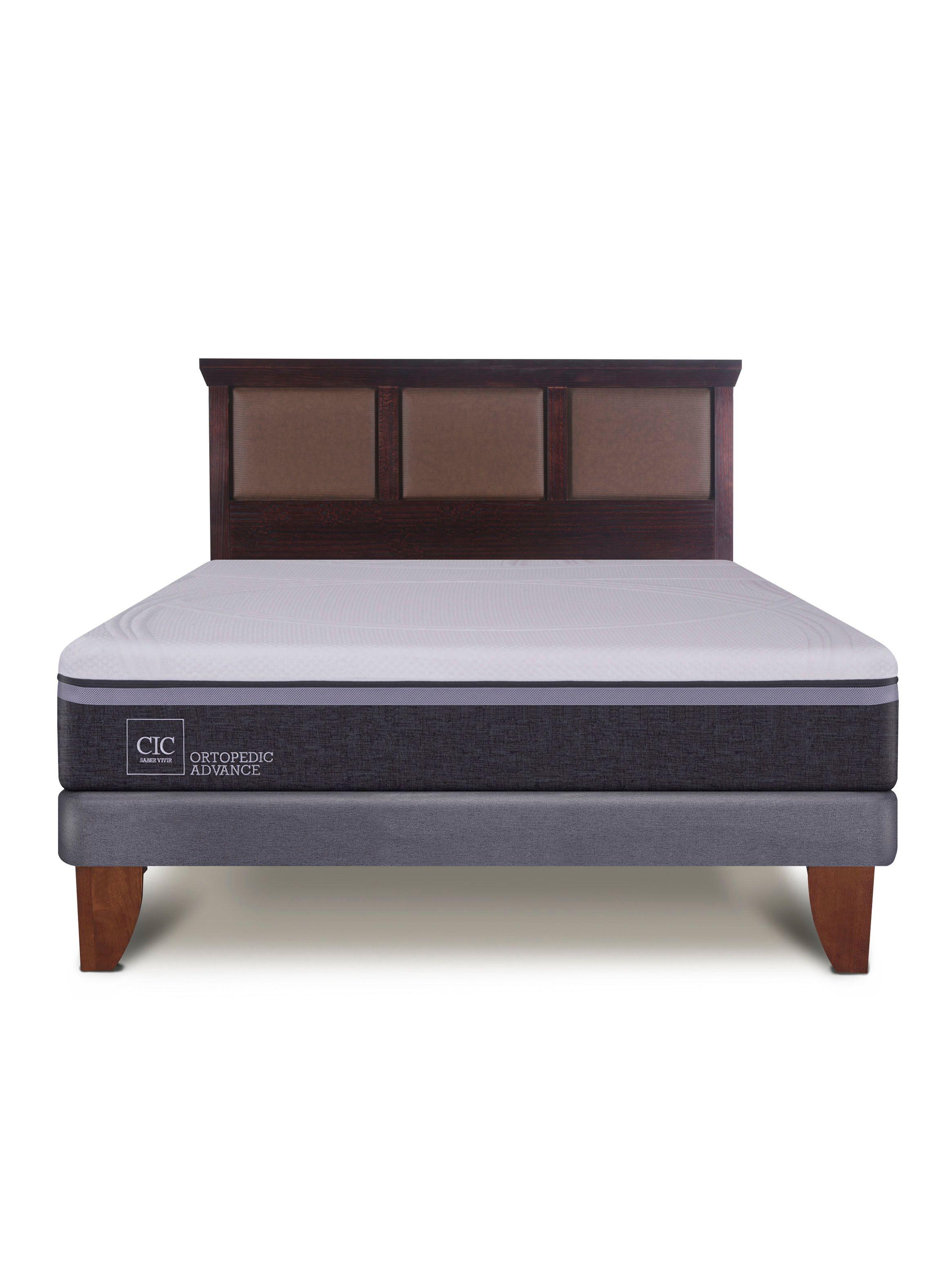Cama Europea Ortopedic Advance 2 Plazas Base Normal + Respaldo New Torino Chocolate-2