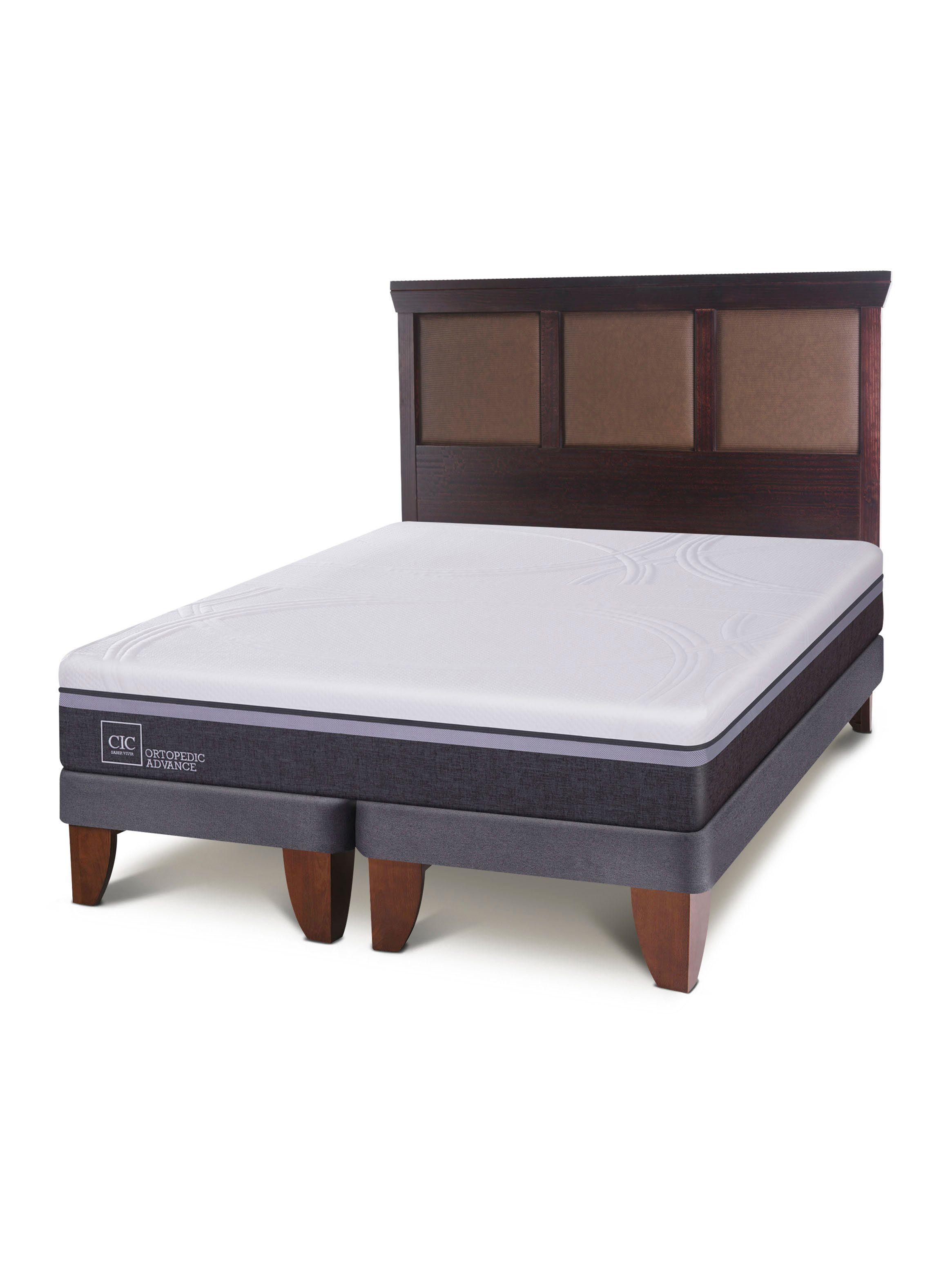 Cama Europea Ortopedic Advance 2 Plazas Base Dividida + Respaldo New Torino Chocolate-1