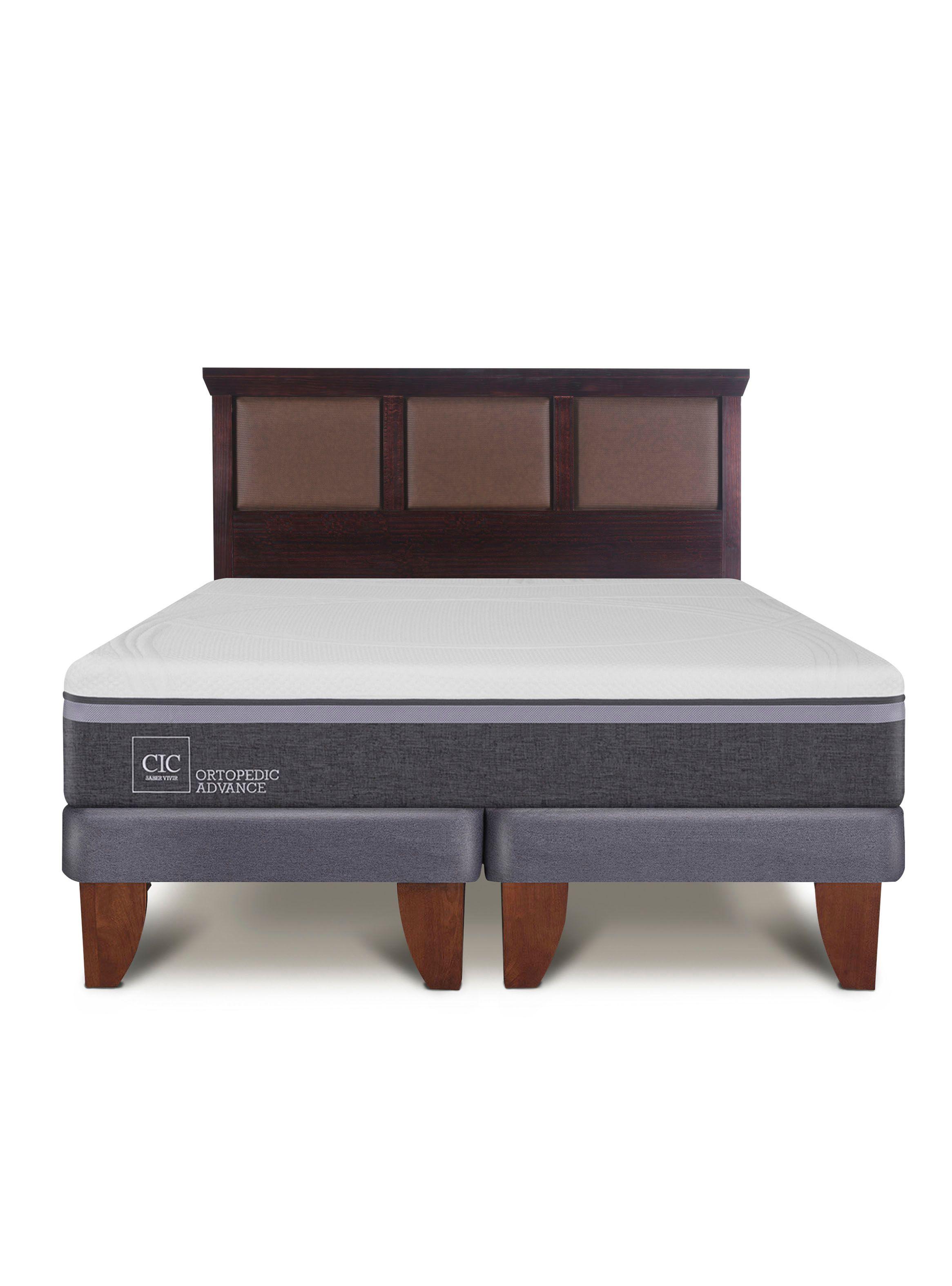 Cama Europea Ortopedic Advance King + Respaldo New Torino Chocolate-2