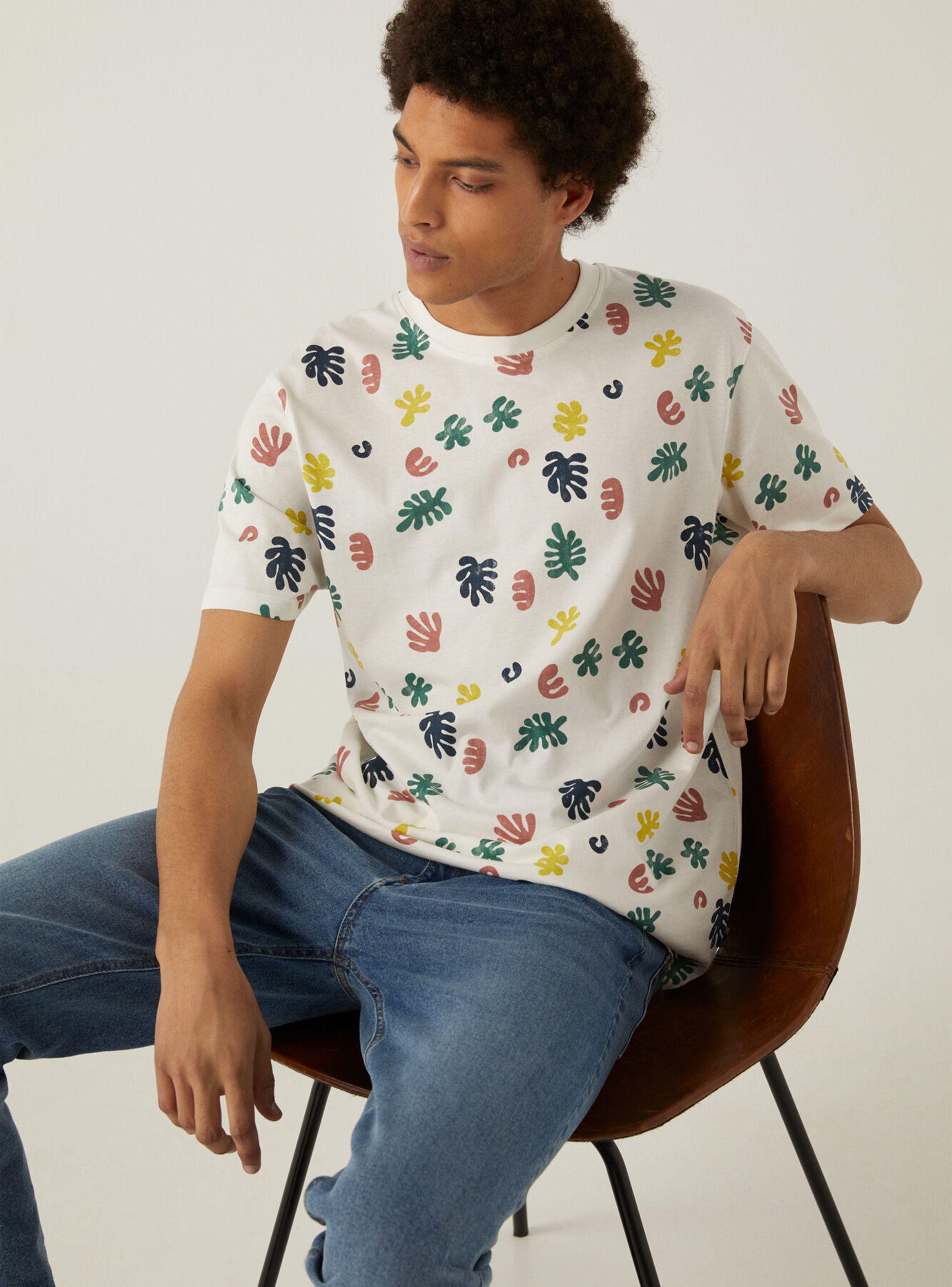 Polera Print Hojas Manga Corta-3