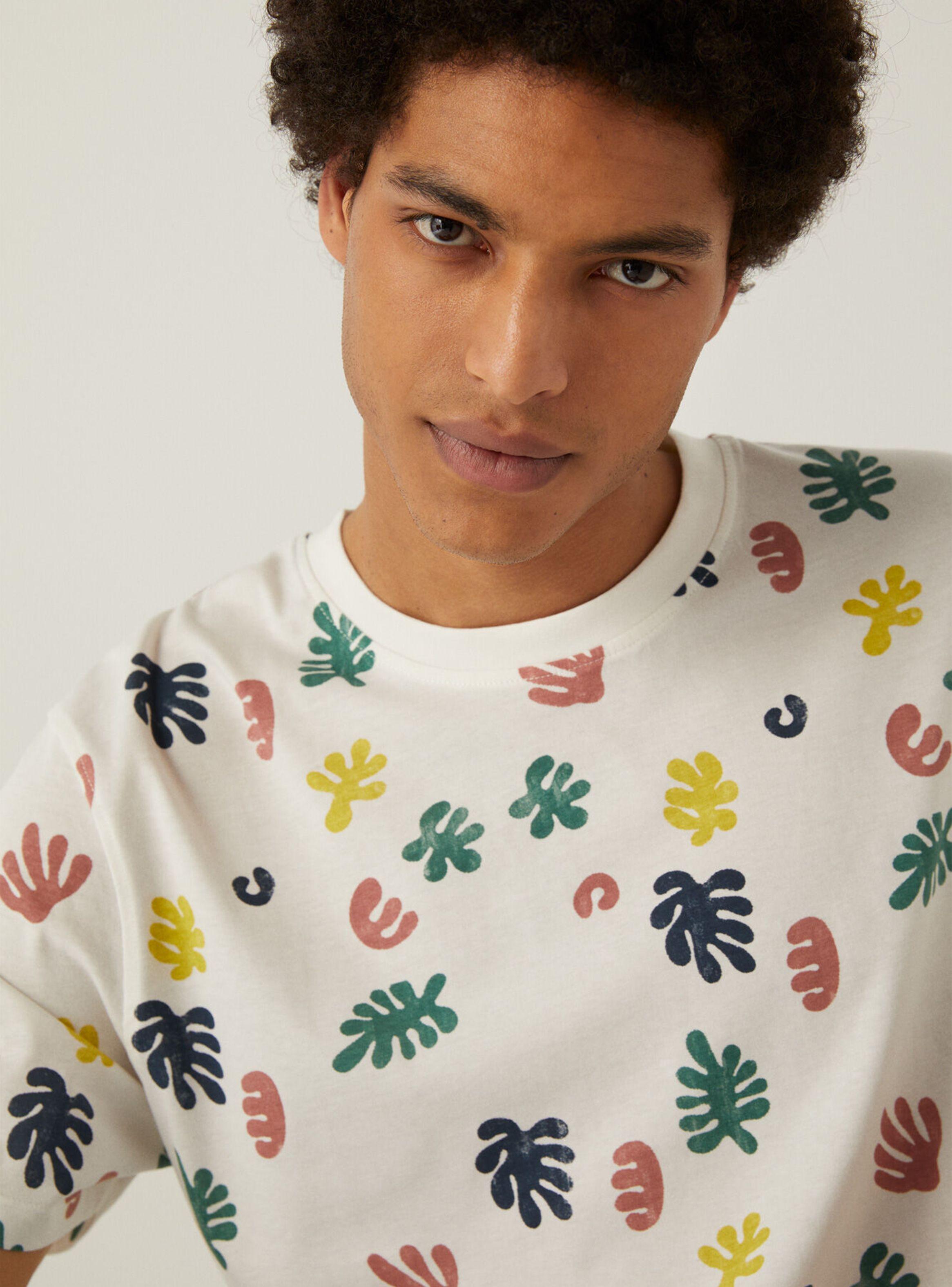 Polera Print Hojas Manga Corta-2