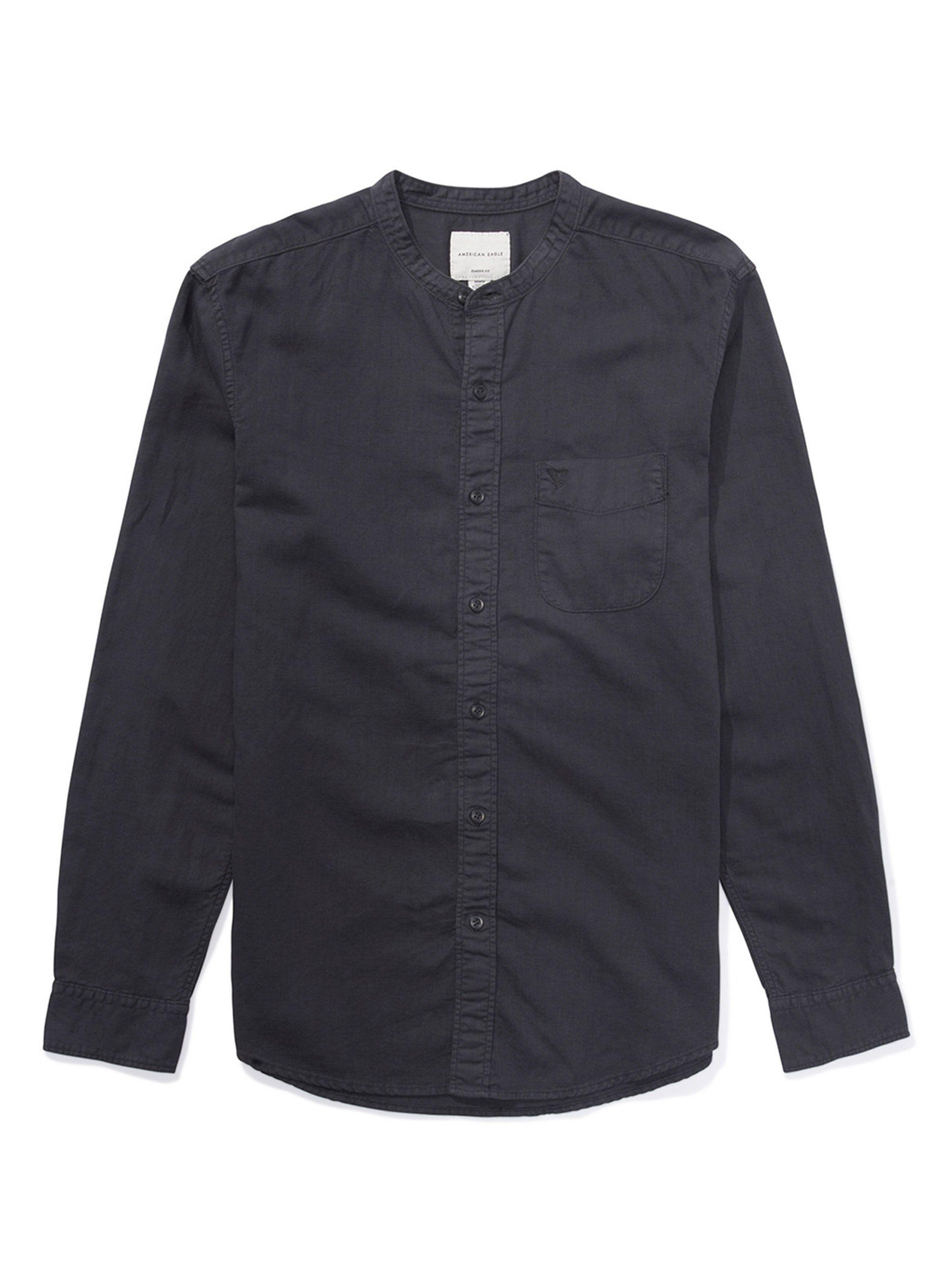 Camisa American Eagle Manga Larga Lino Band Collar-2