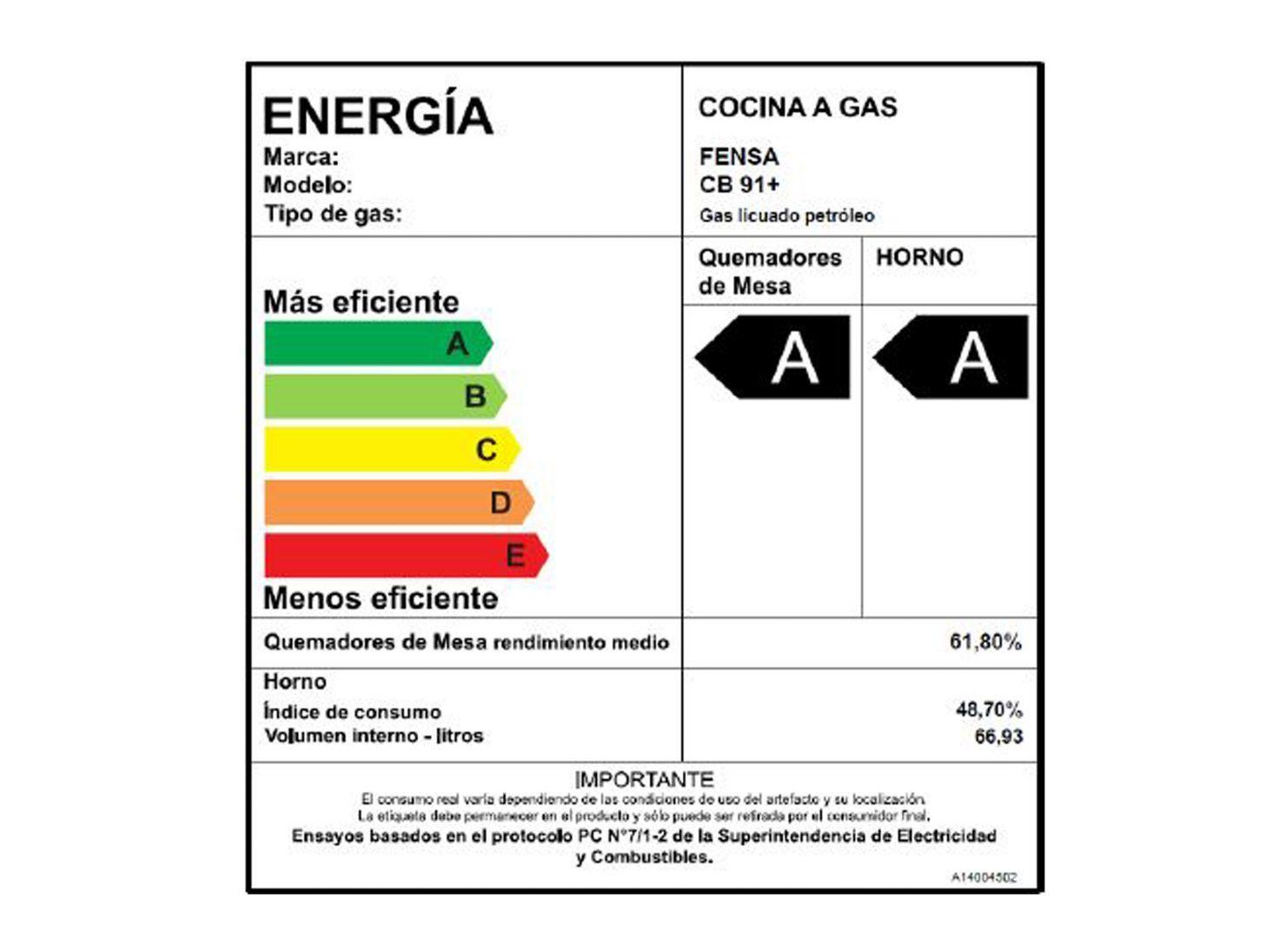 Cocina a Gas Fensa CB91+ 4 Quemadores-6