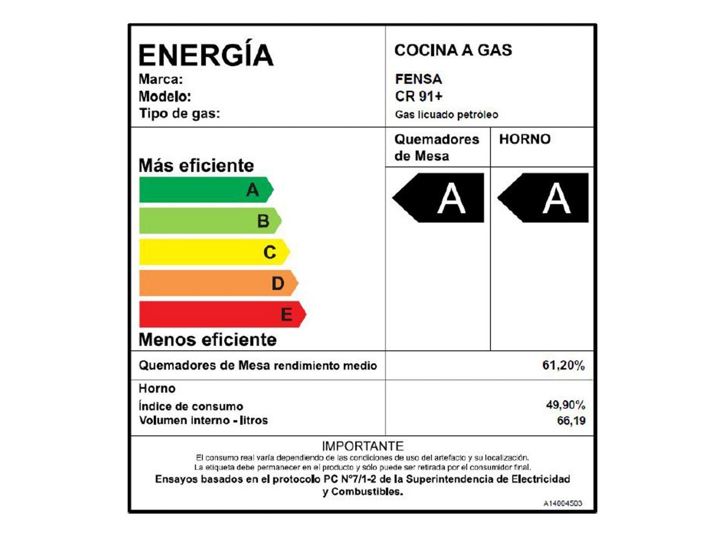 Cocina a Gas Fensa CR91+ 4 Quemadores-8