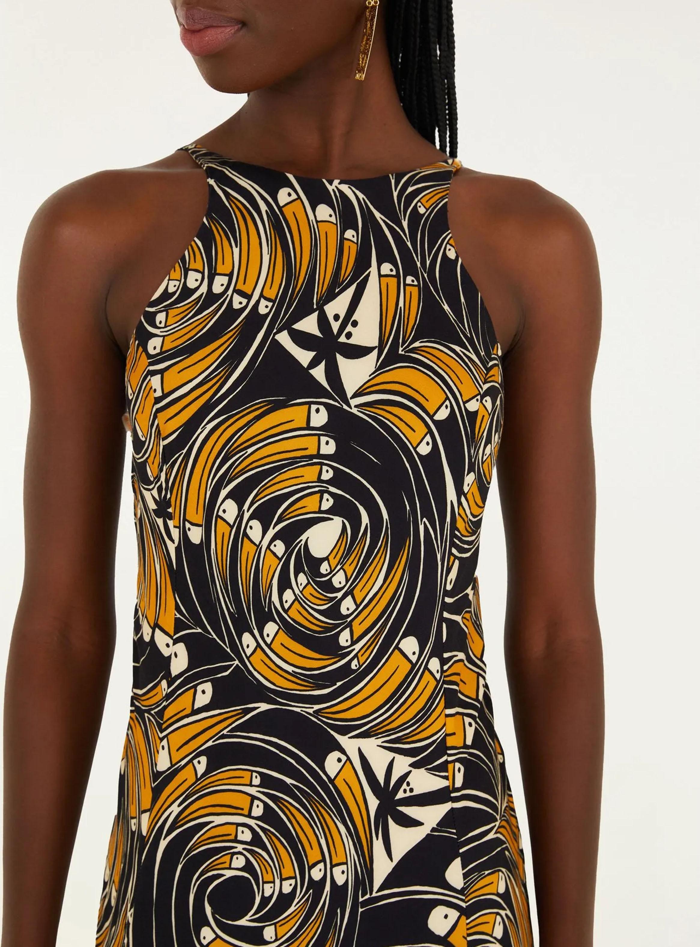 Vestido Midi con Cuello Halter Diseño-3