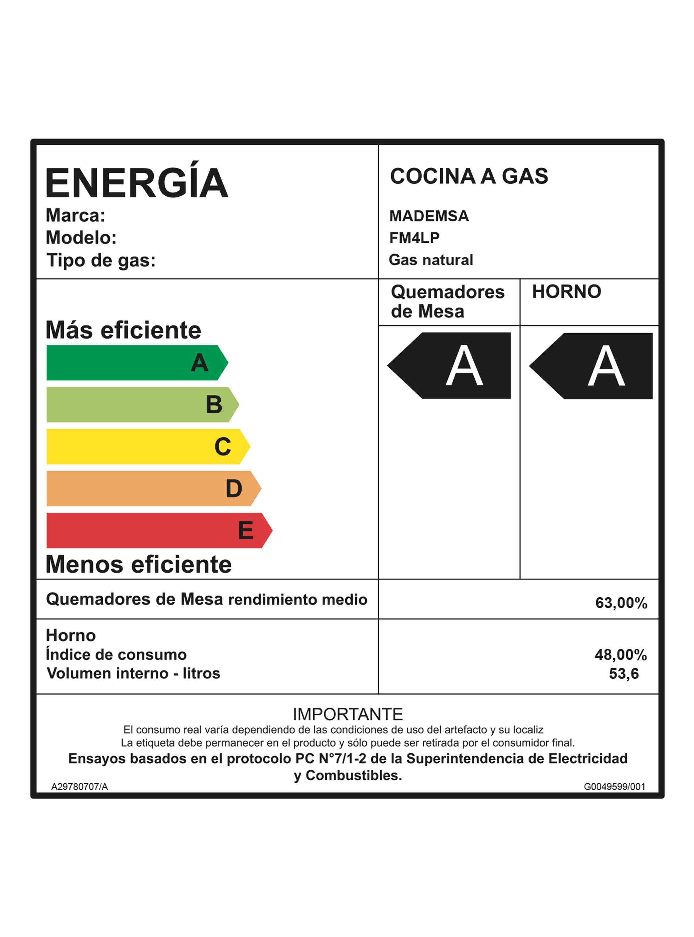 Cocina a Gas 4 Quemadores FM4LP-4