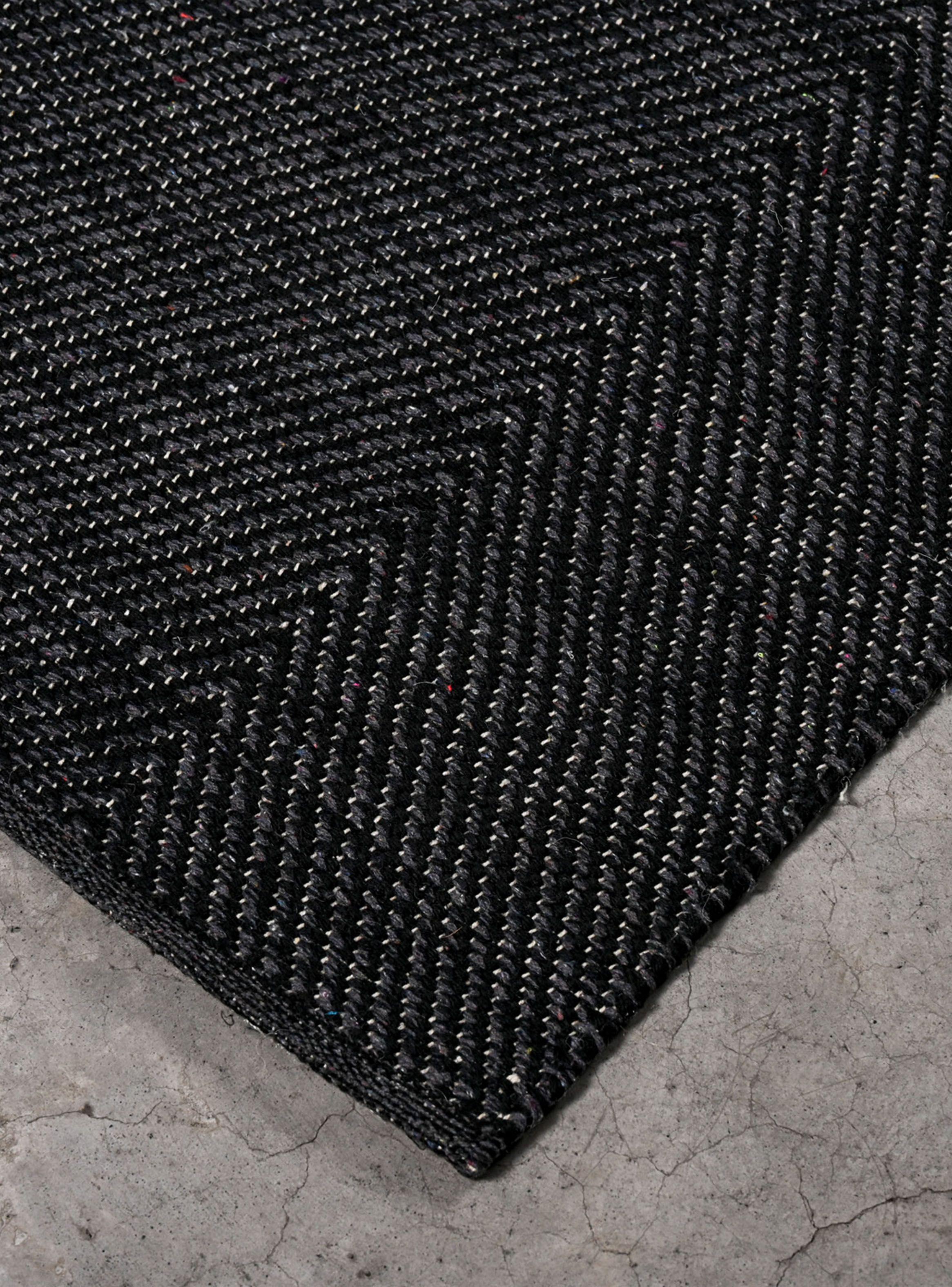 Alfombra Lana Algodón Espiga Gris Oscuro 170x240 cm-1