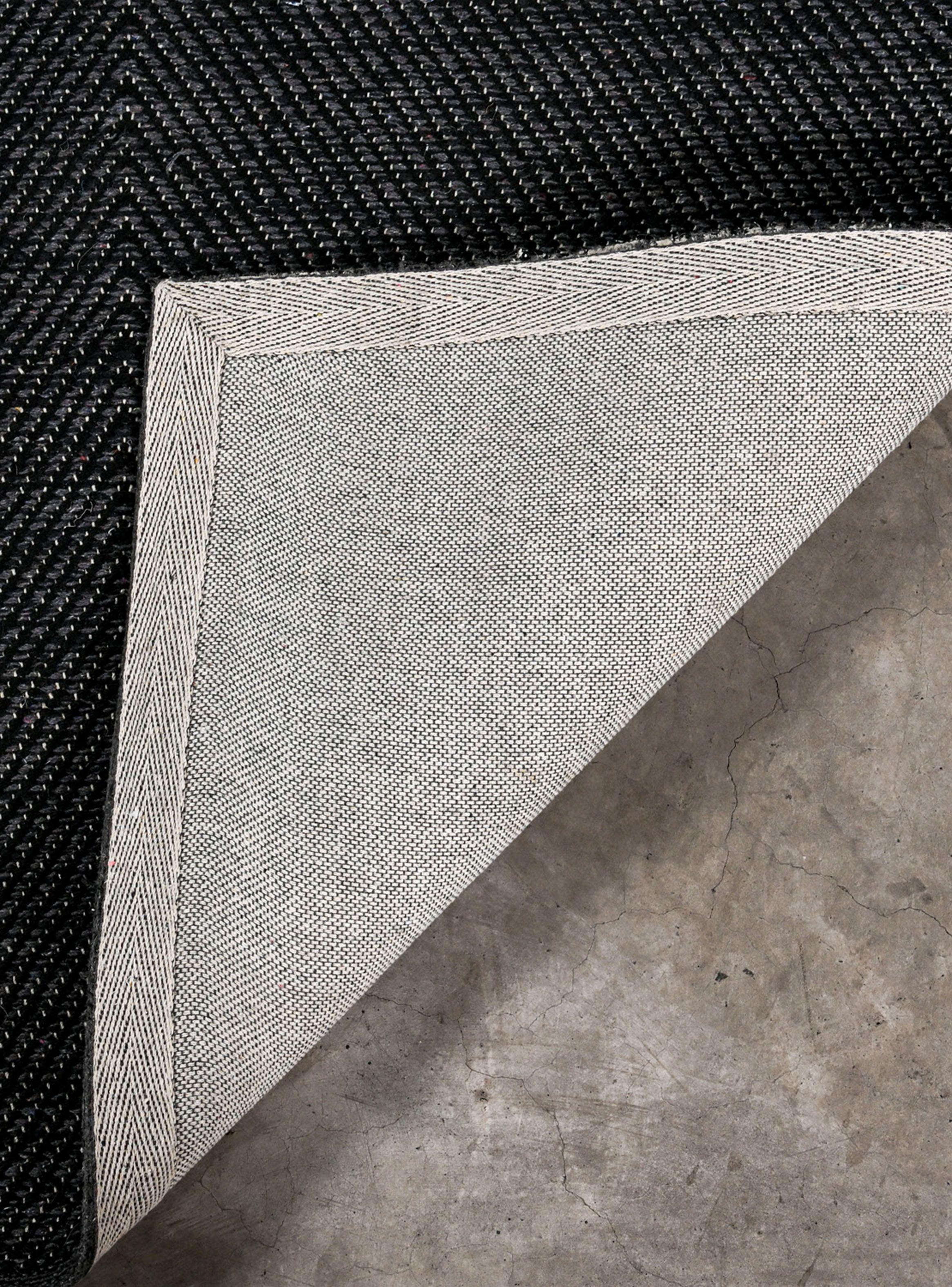 Alfombra Lana Algodón Espiga Gris Oscuro 200x300 cm-2