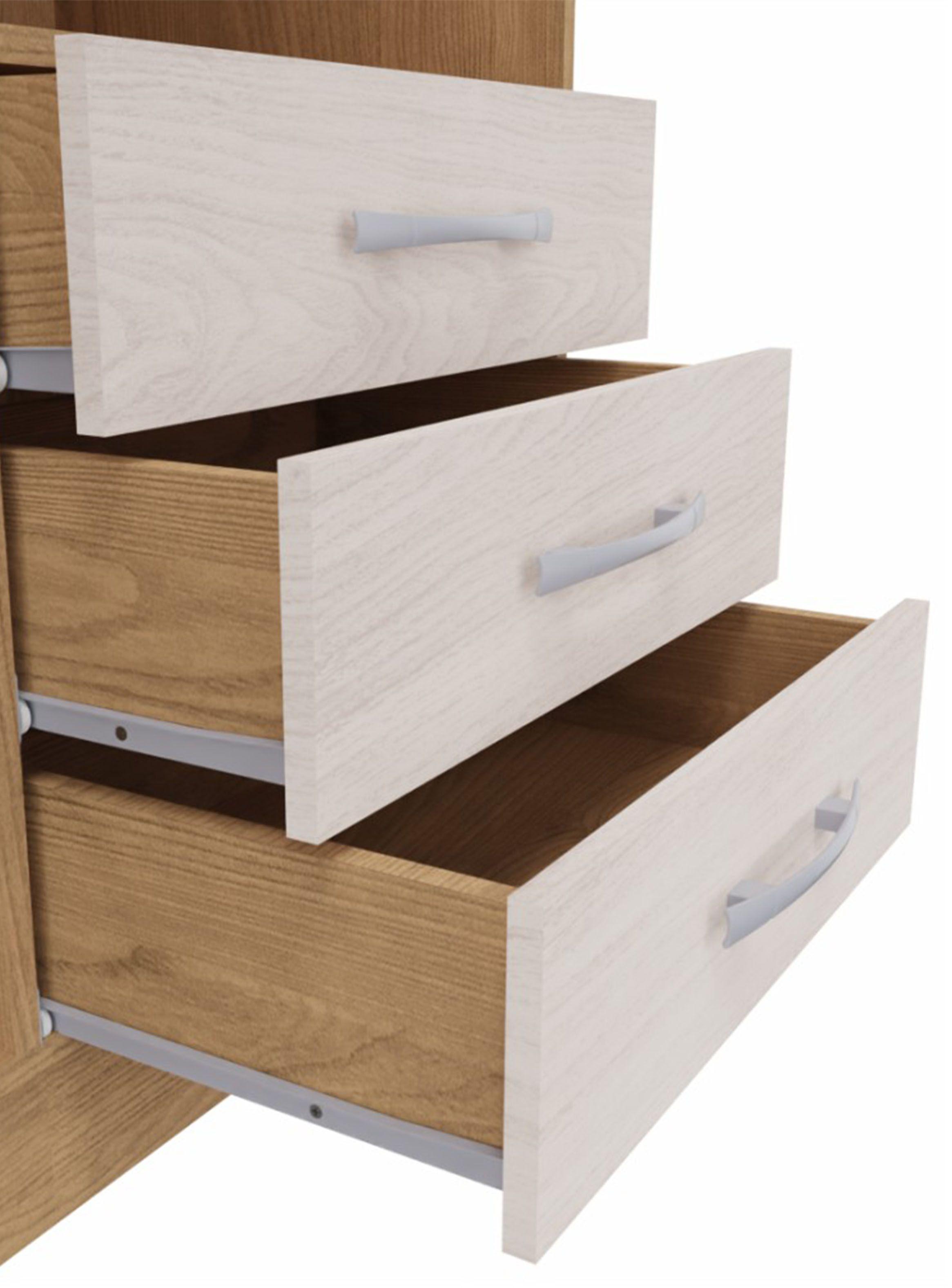 Clóset Amelia con Espejo 4 Puertas 3 Cajones Bicolor-3