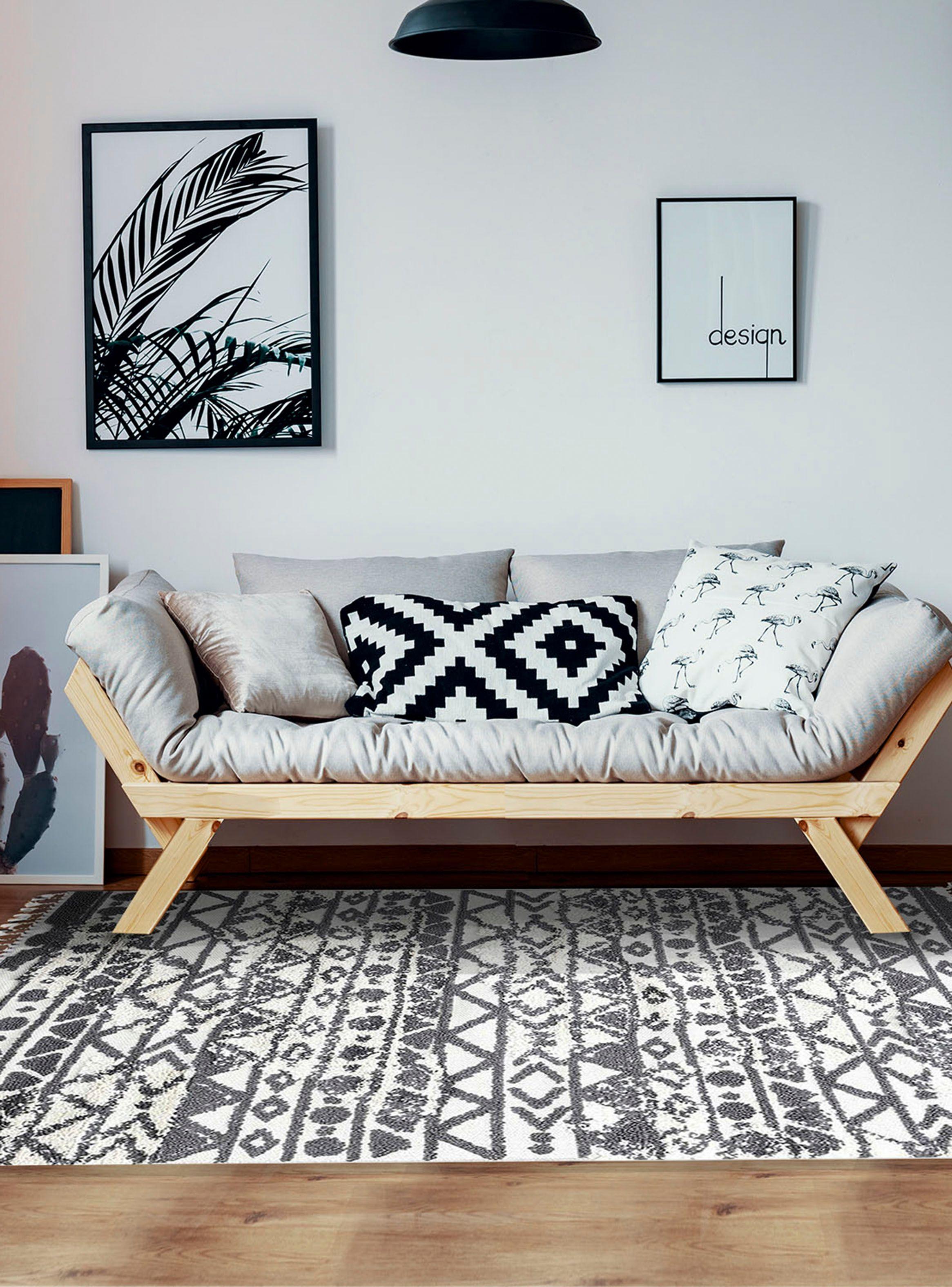 Alfombra Marruecos 200x290 cm Crema-Negro-2