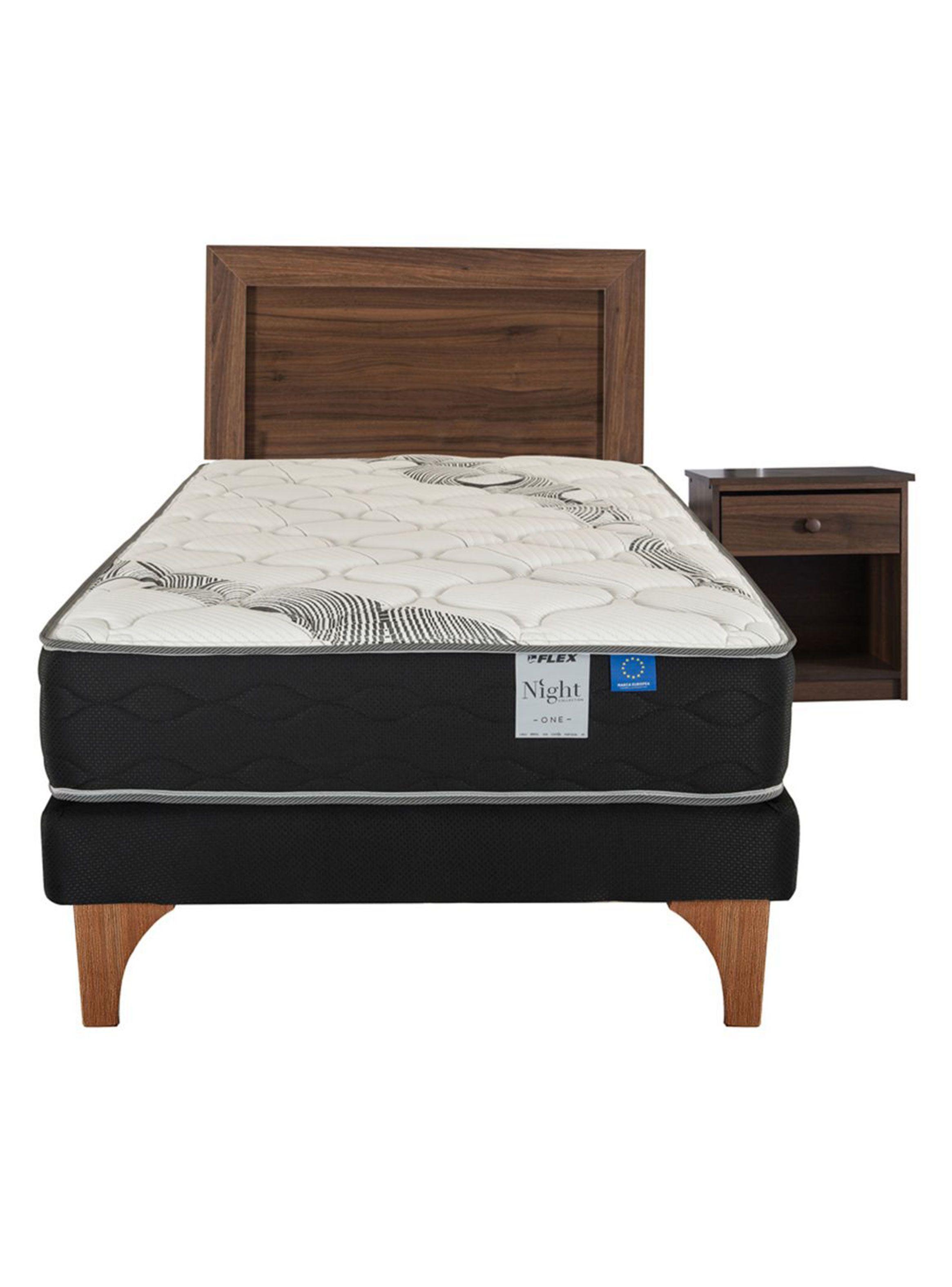 Cama Europea Night One 1.5 Plazas + Set Muebles Asturias-1
