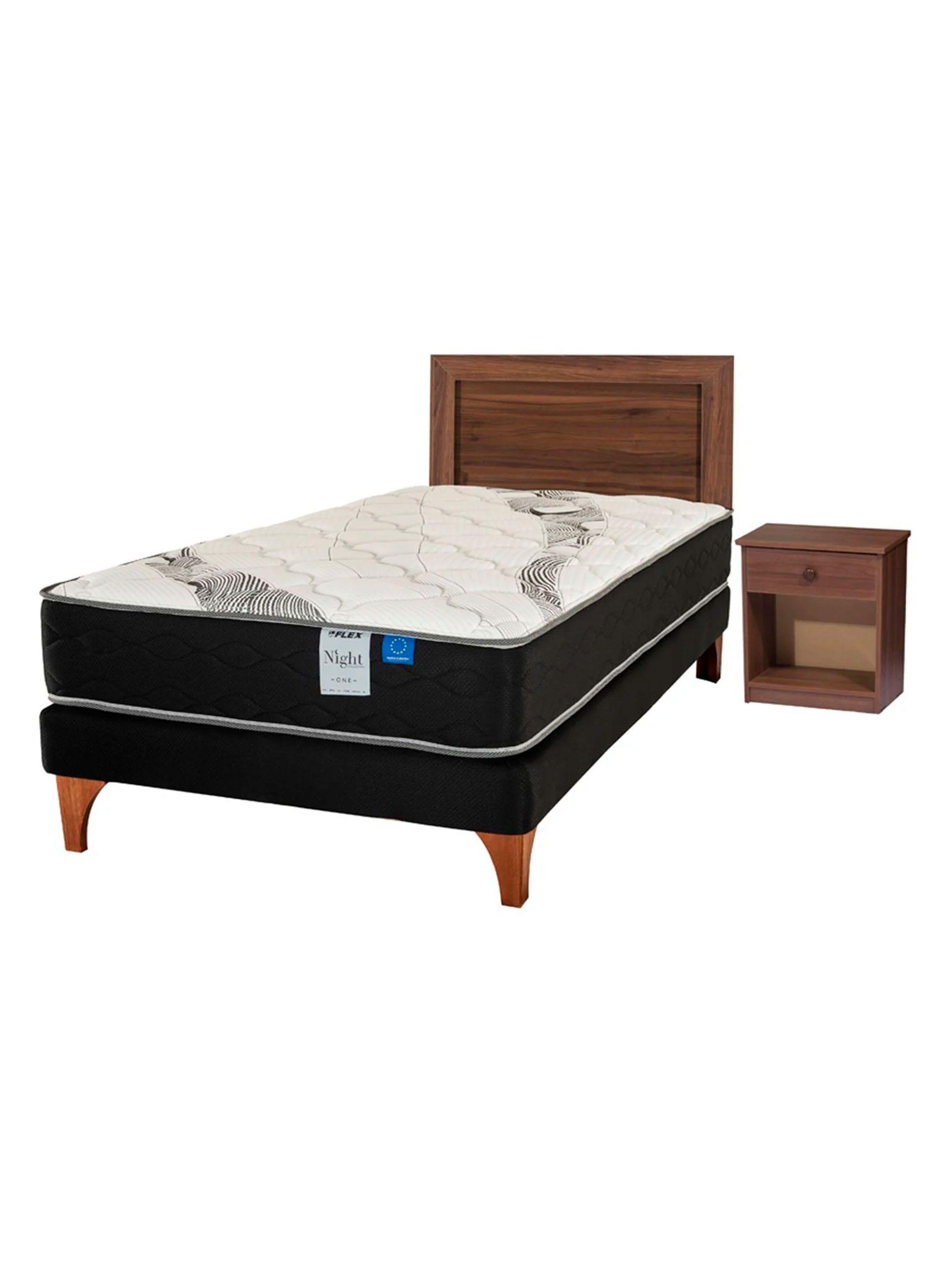 Cama Europea Night One 1.5 Plazas + Set Muebles Asturias-0