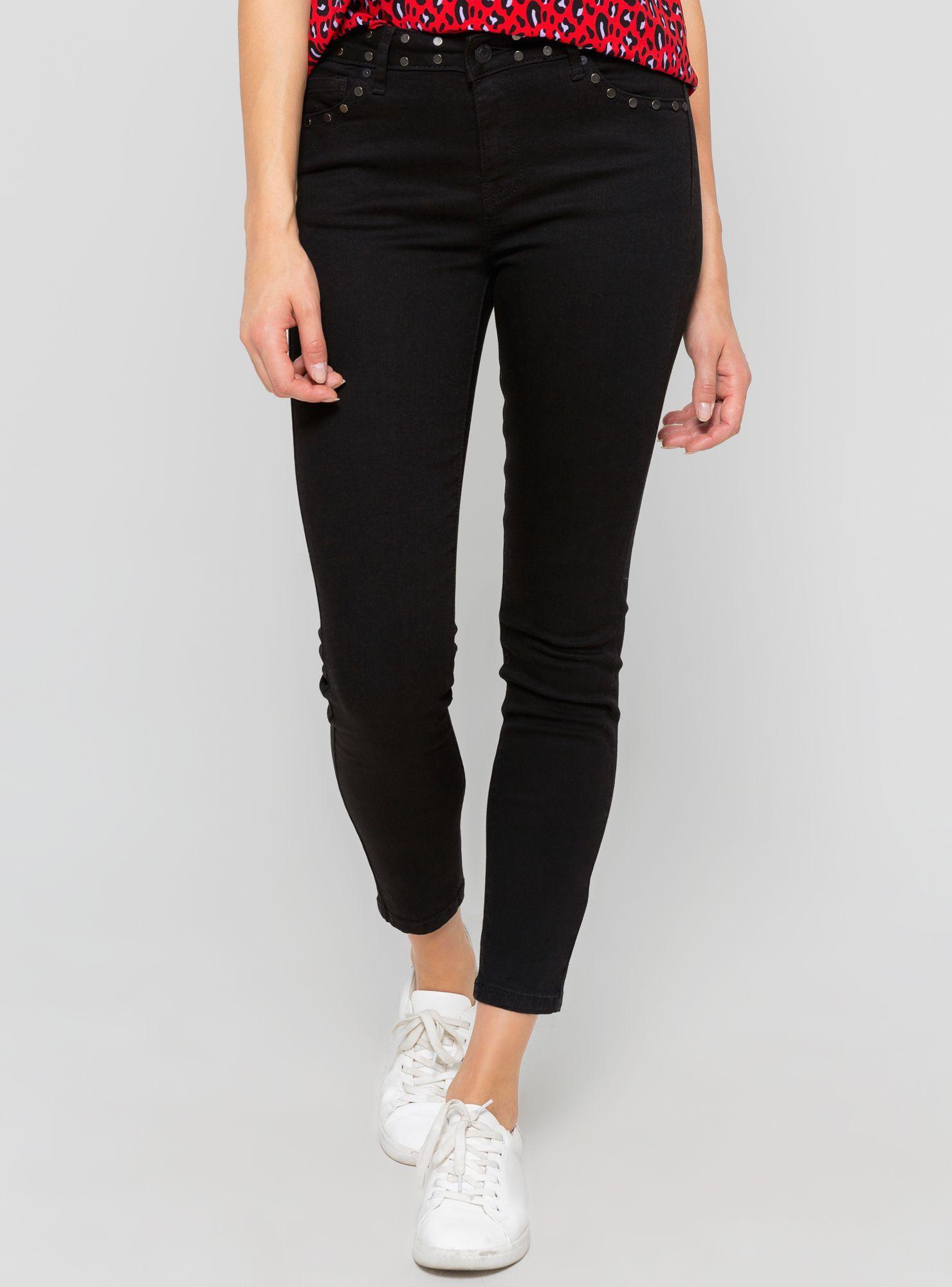 Jeans Negro Tachas Pretina Foster-0