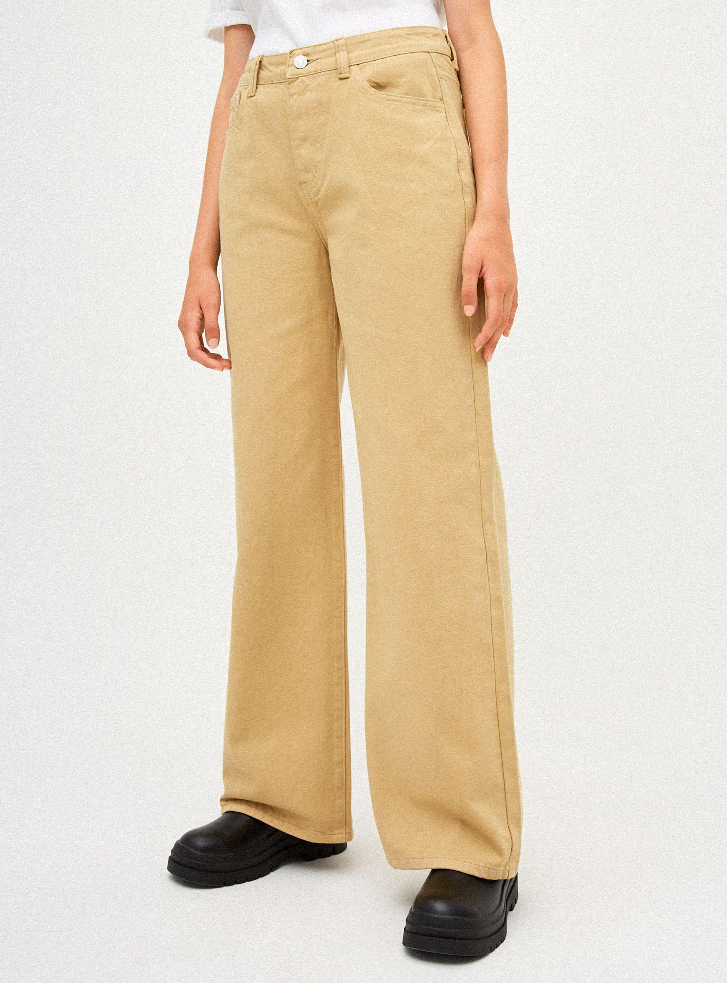 Jeans Wide Leg Color con Bolsillos-0