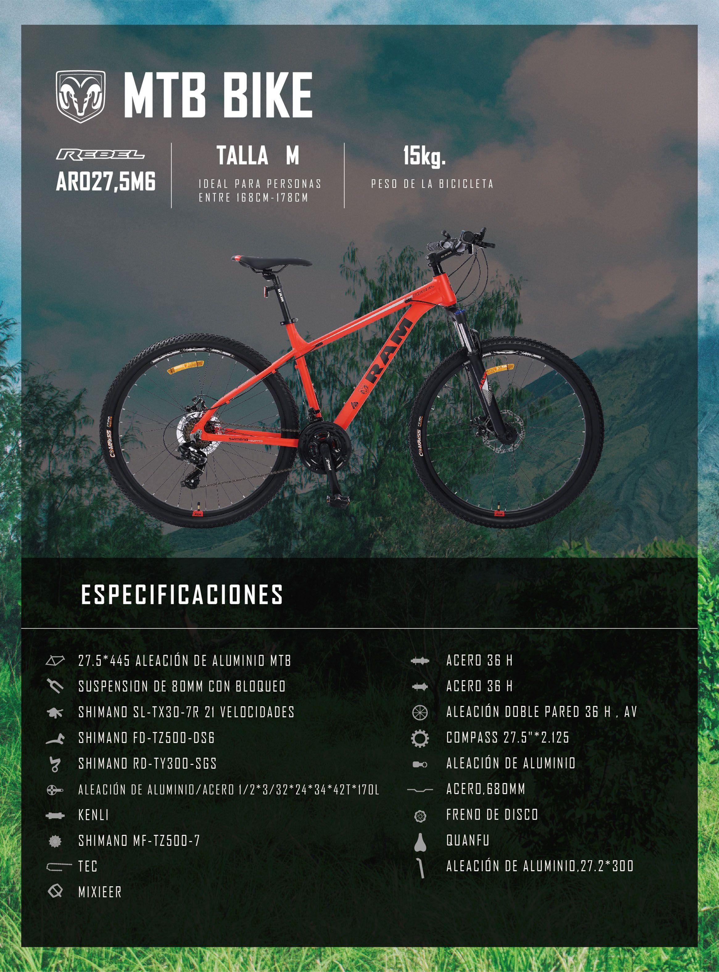 Bicicleta MTB Rebel Rojo Talla M Aro 27.5"-5