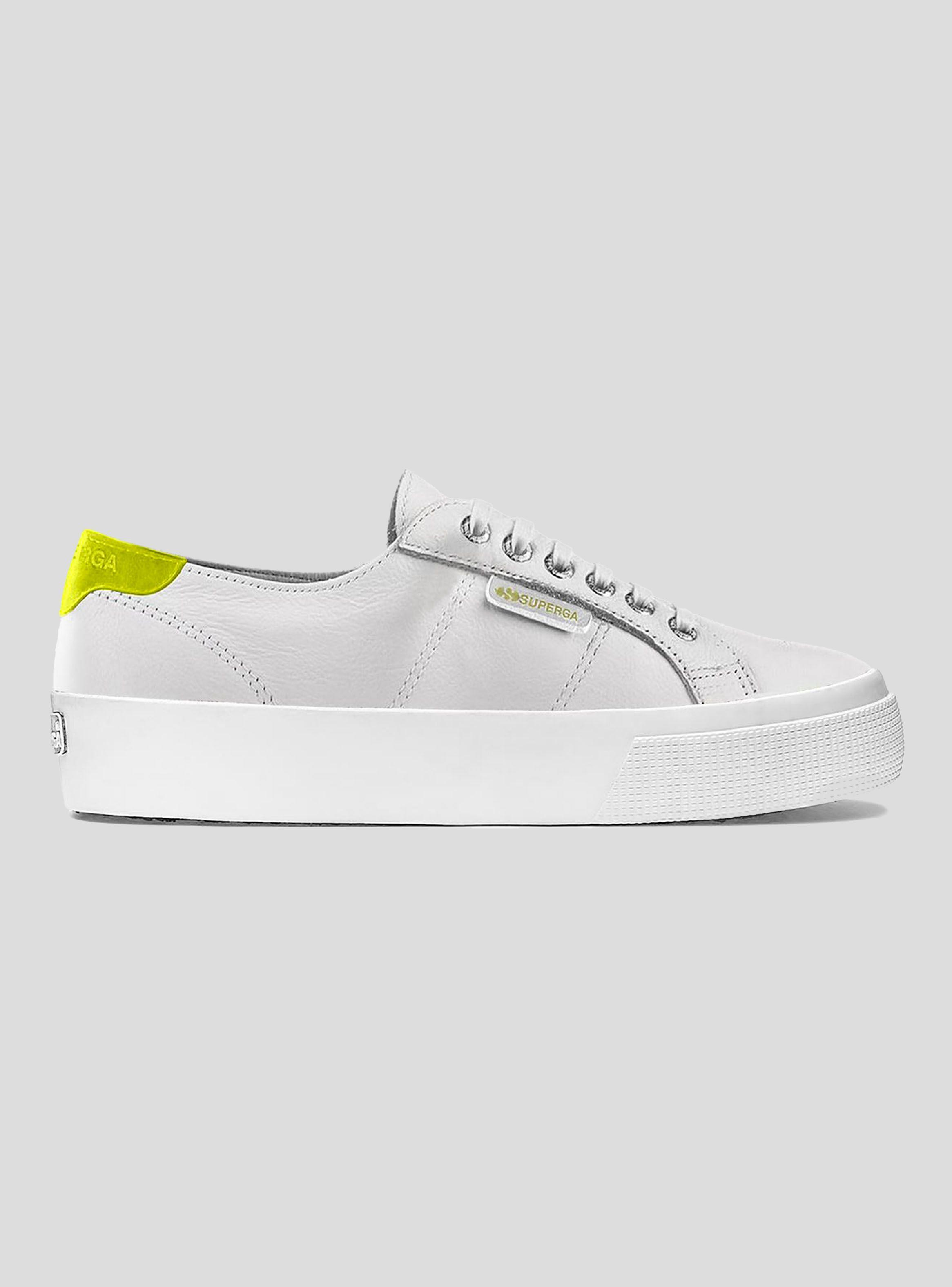 Zapatilla Superga Urbana Mujer 2730 Media Plataforma Blanco Amarillo-0