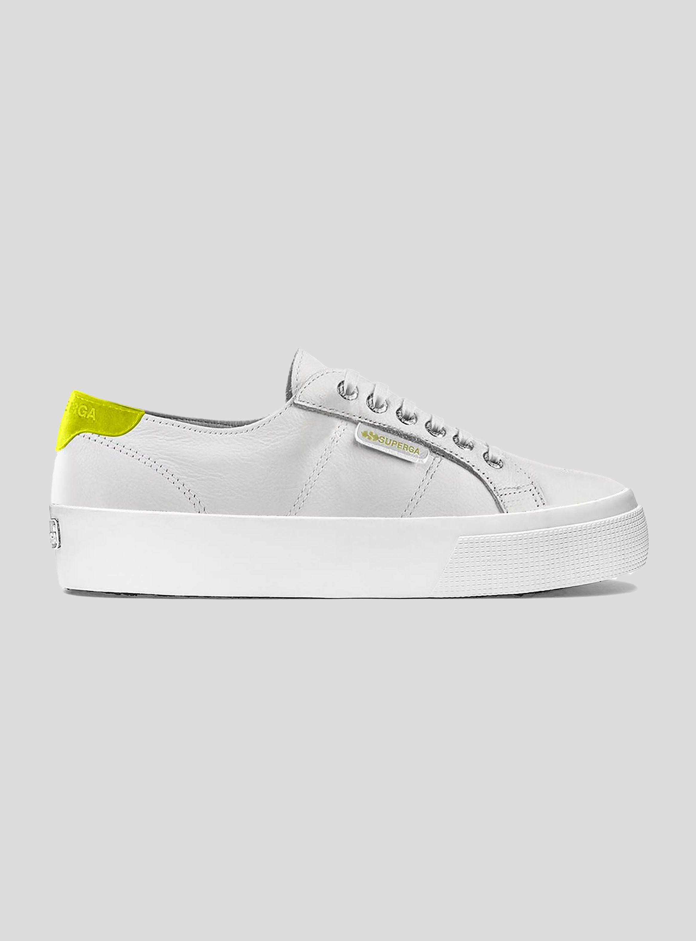 Zapatilla Superga Urbana Mujer 2730 Media Plataforma Blanco Amarillo-0