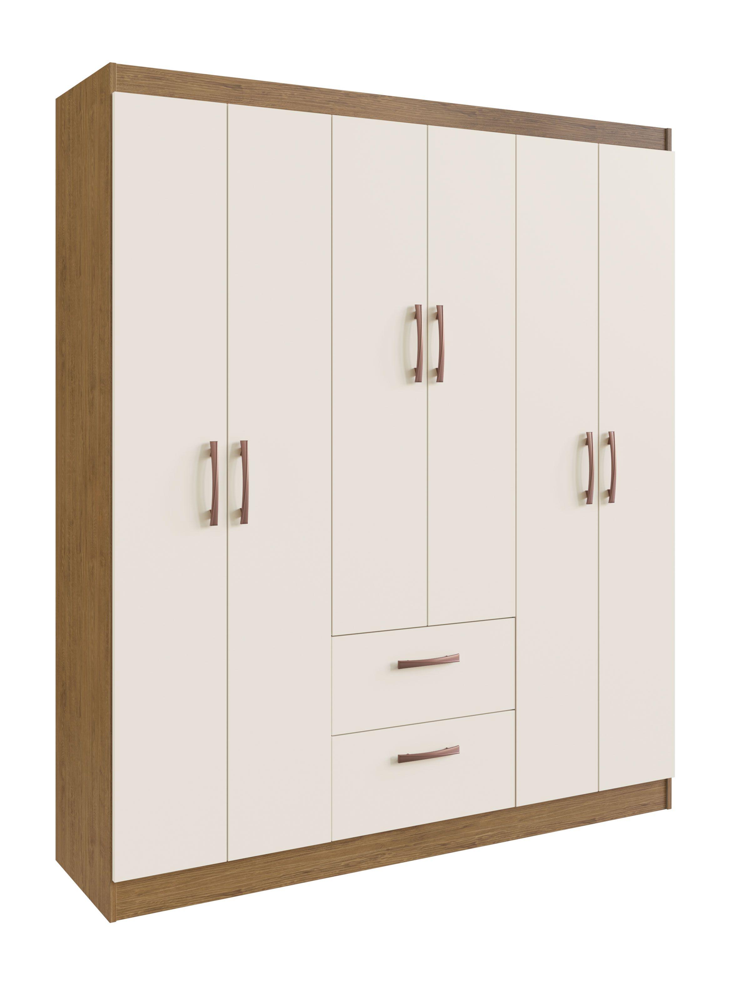 Clóset Madrid 6 Puertas 2 Cajones Nogueira/Blanco-0