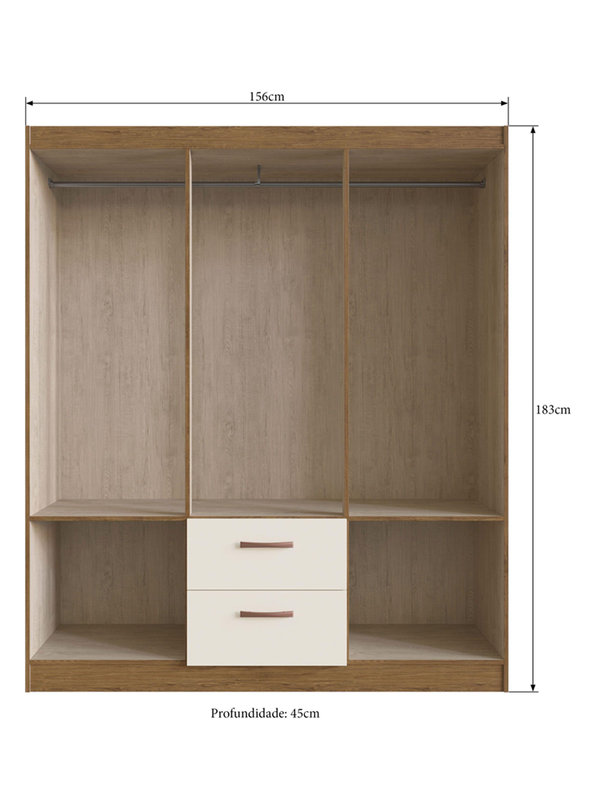 Clóset Madrid 6 Puertas 2 Cajones Nogueira/Blanco-1