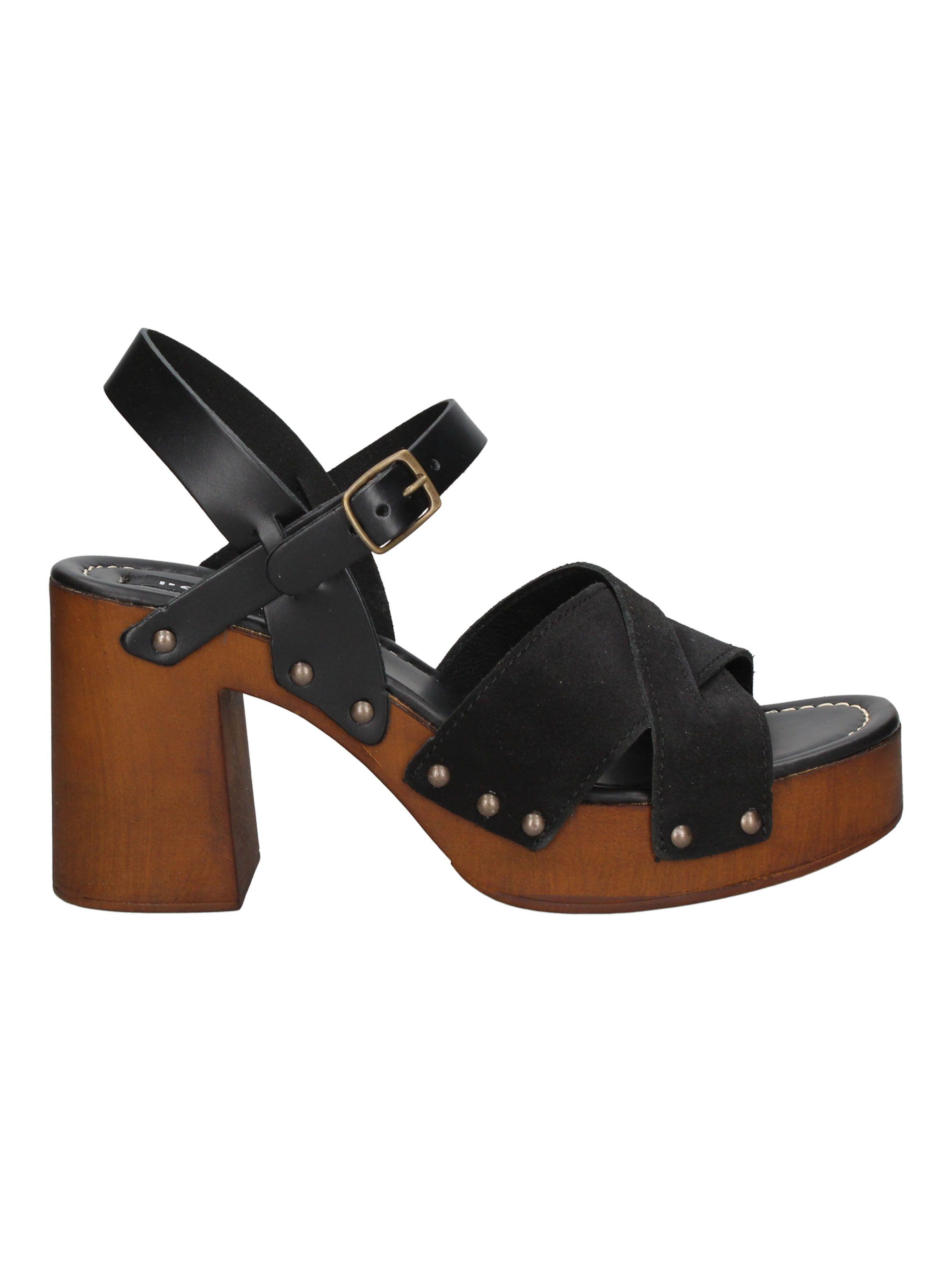 Sandalia Cuero Taco Alto Mujer-0