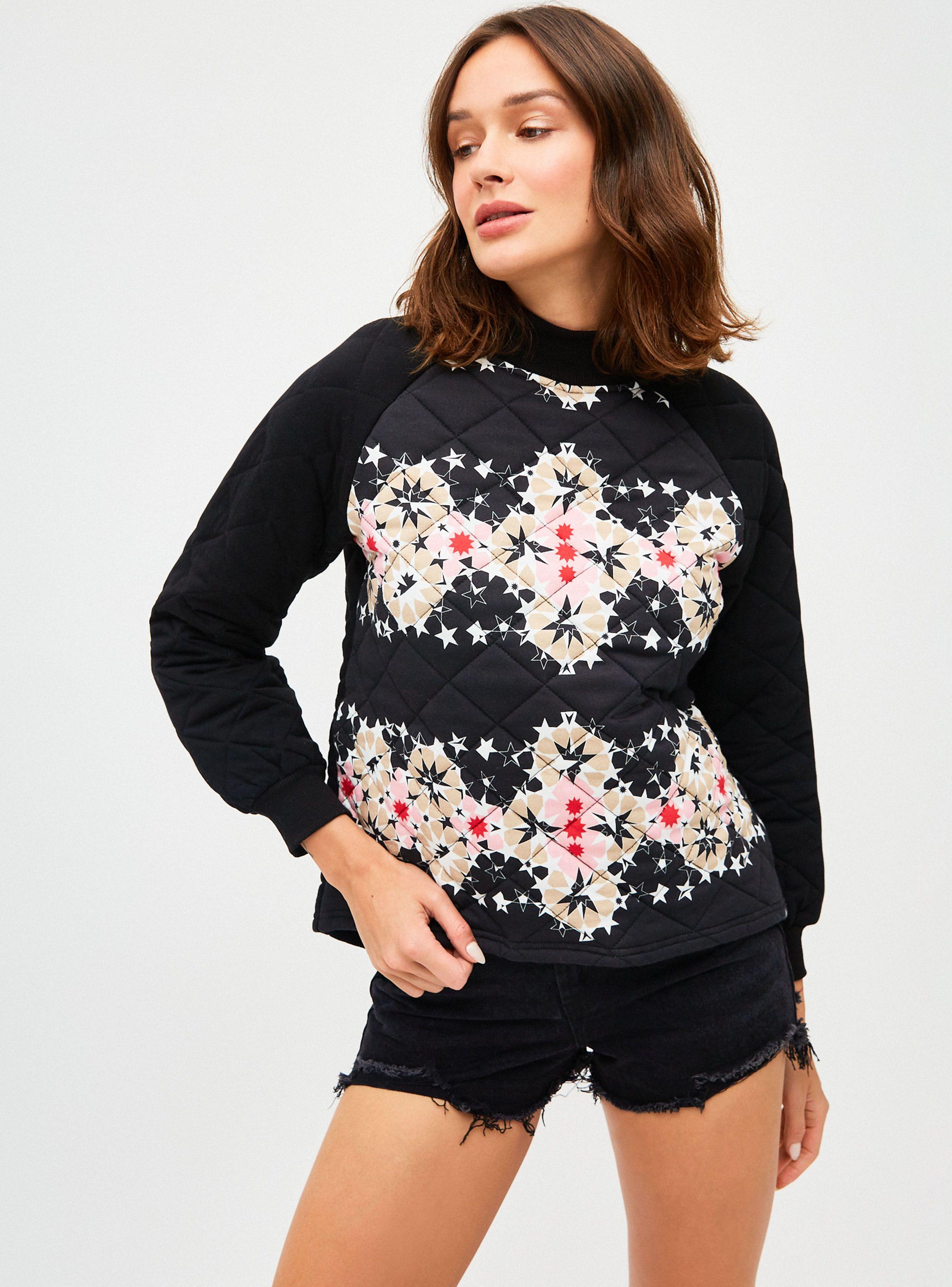 Polerón Diseño Quilt Rombos con Estampado Cuello Alto-0