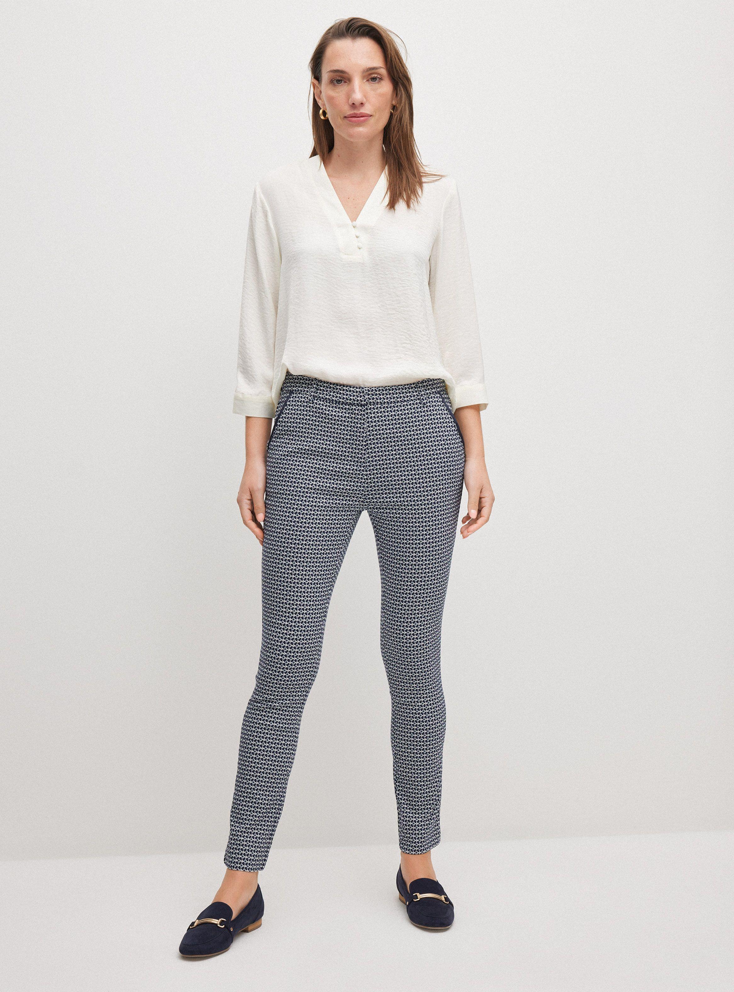 Pantalón Tipo Calza de Jacquard Elasticado-4