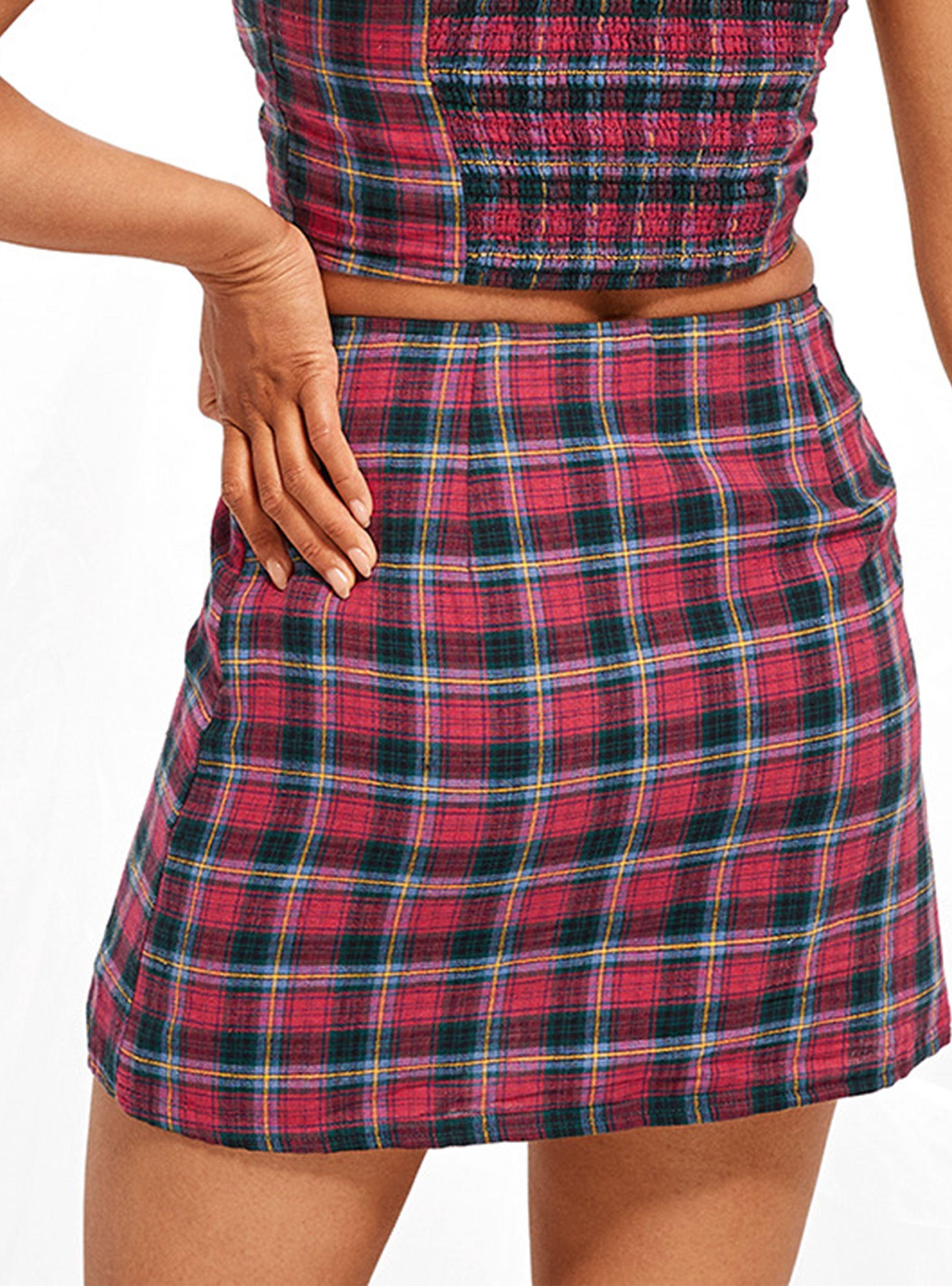 Mini Falda Slit a Cuadros-1