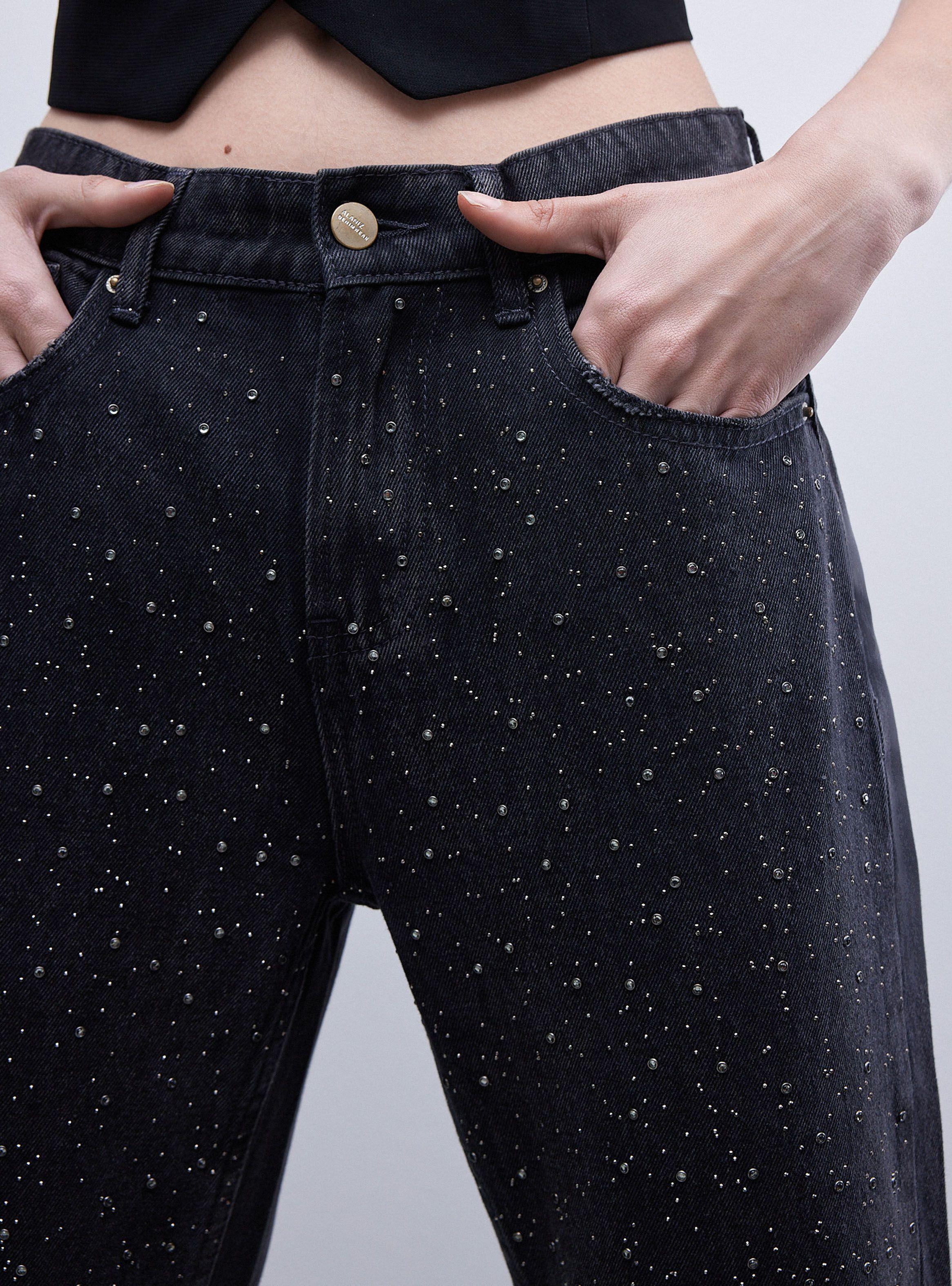 Jeans Wide Leg Brillos Tiro Alto-2