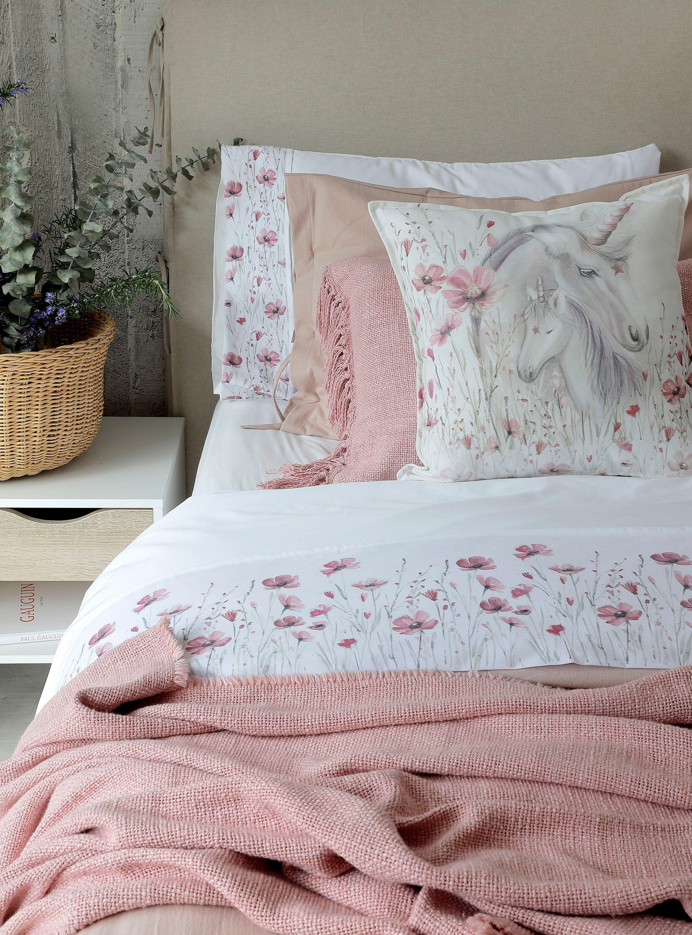 Juego de Sábanas 1.5 Plazas Florcitas Rosa-2