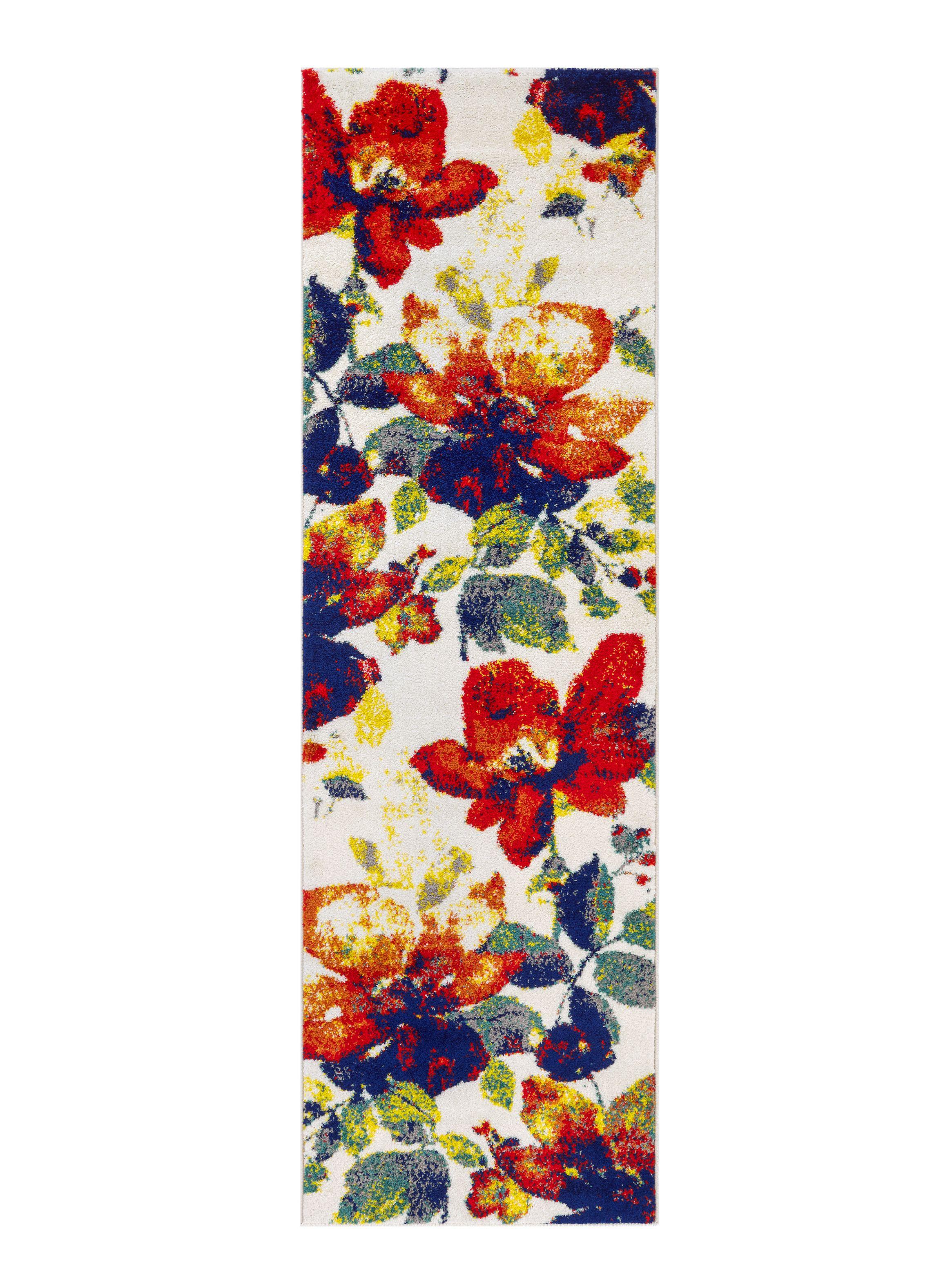 Alfombra Pasillo Florida Blanca 70 x 230 cm Flores-0