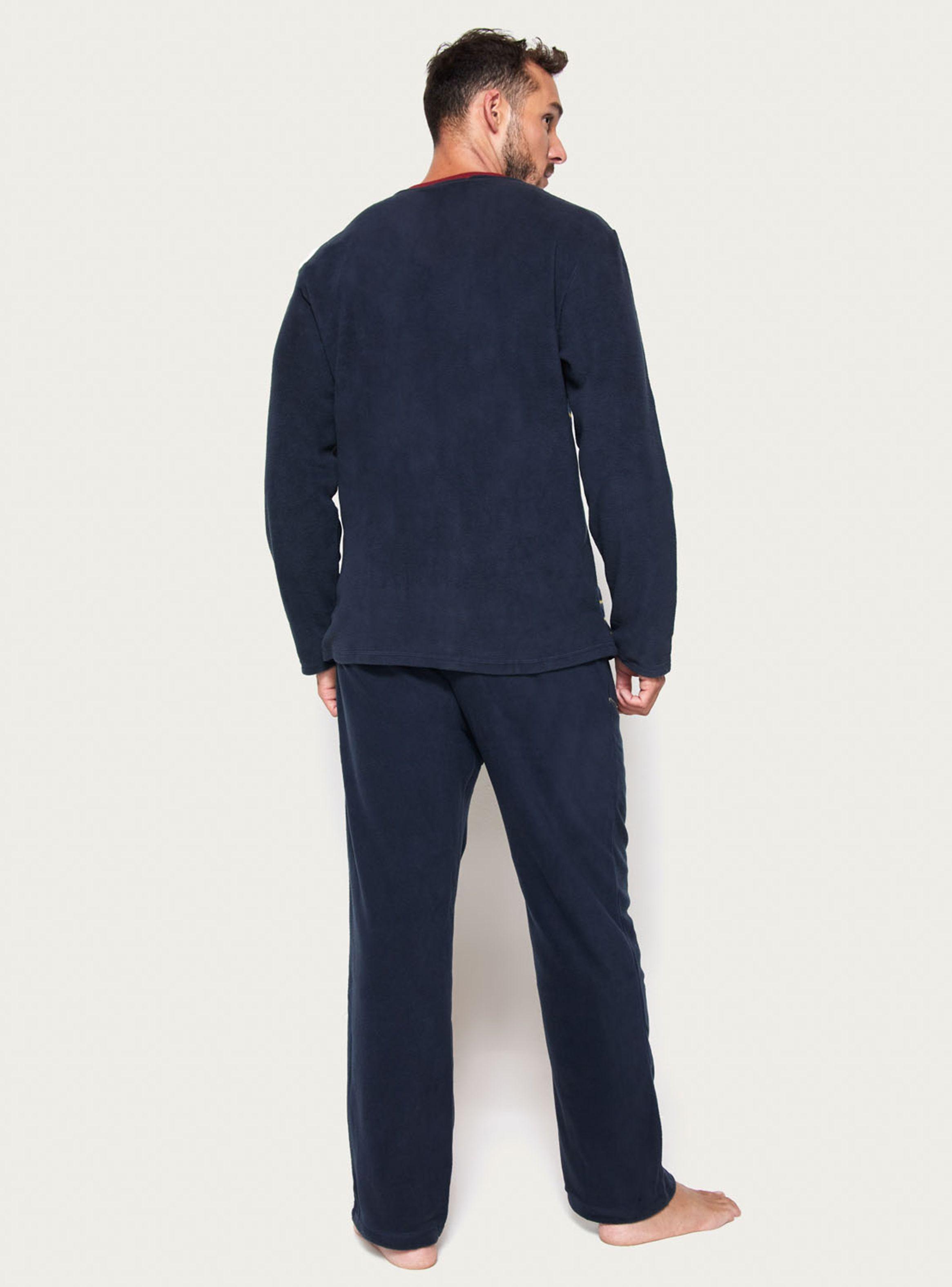 Pijama Largo Micropolar Rayas Blue-1