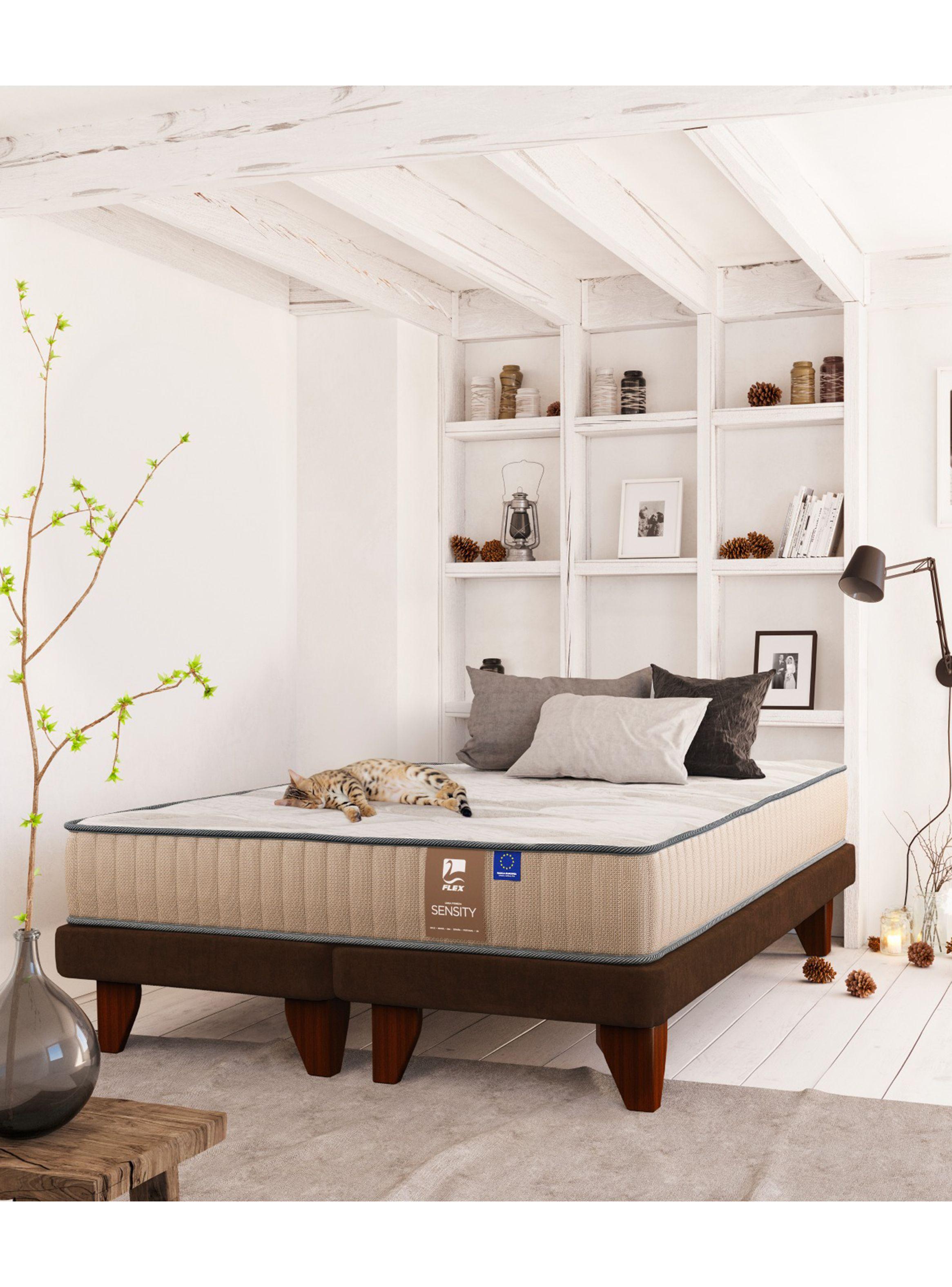 Cama Europea Dual Sensity 1.5 Plazas + Respaldo Royal + Velador Rover-4