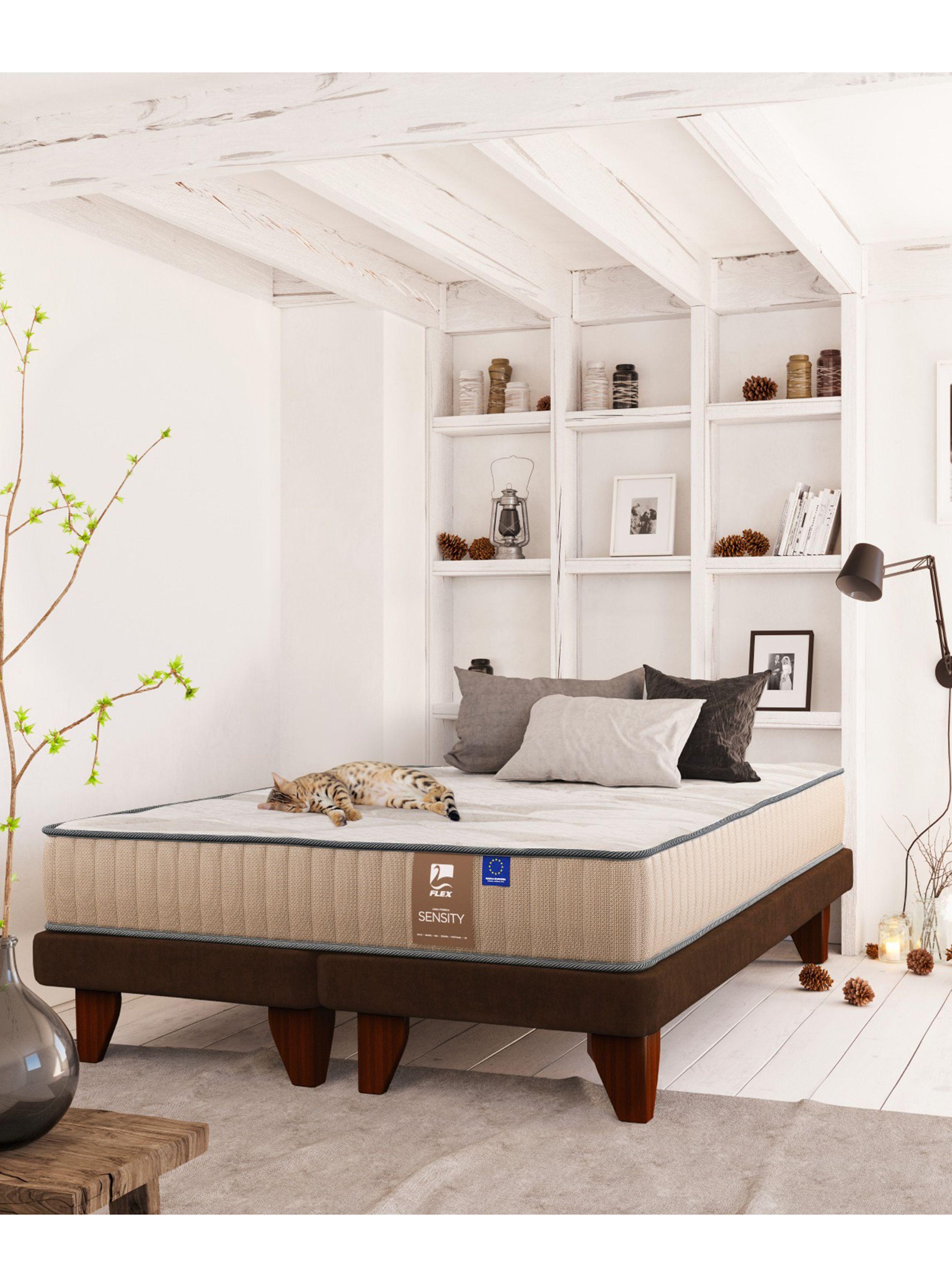Cama Europea Dual Sensity 2 Plazas + Respaldo Royal + Velador Rover-4