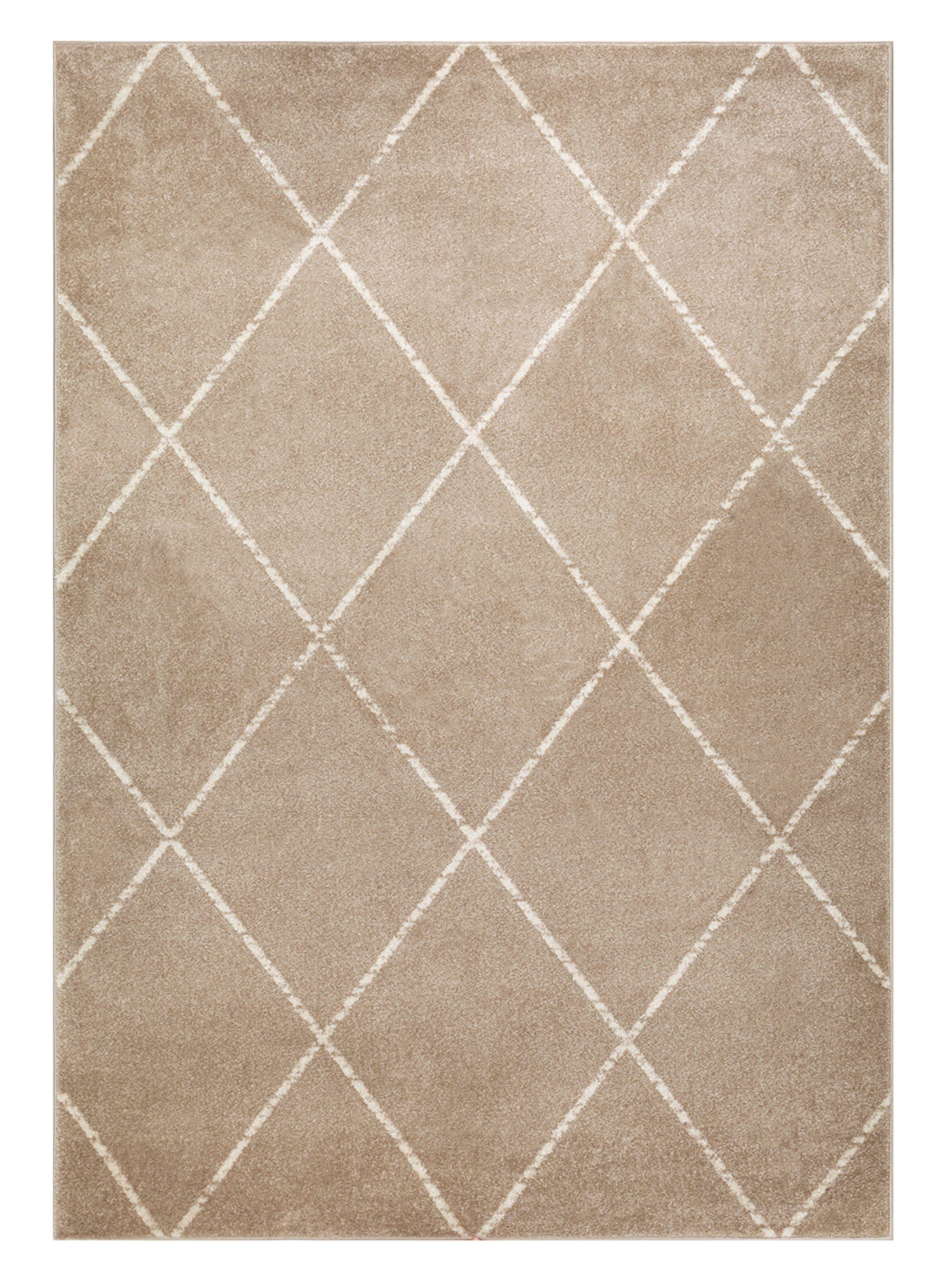 Alfombra Florida Beige 120 x 180 cm Rombos Blanco-0