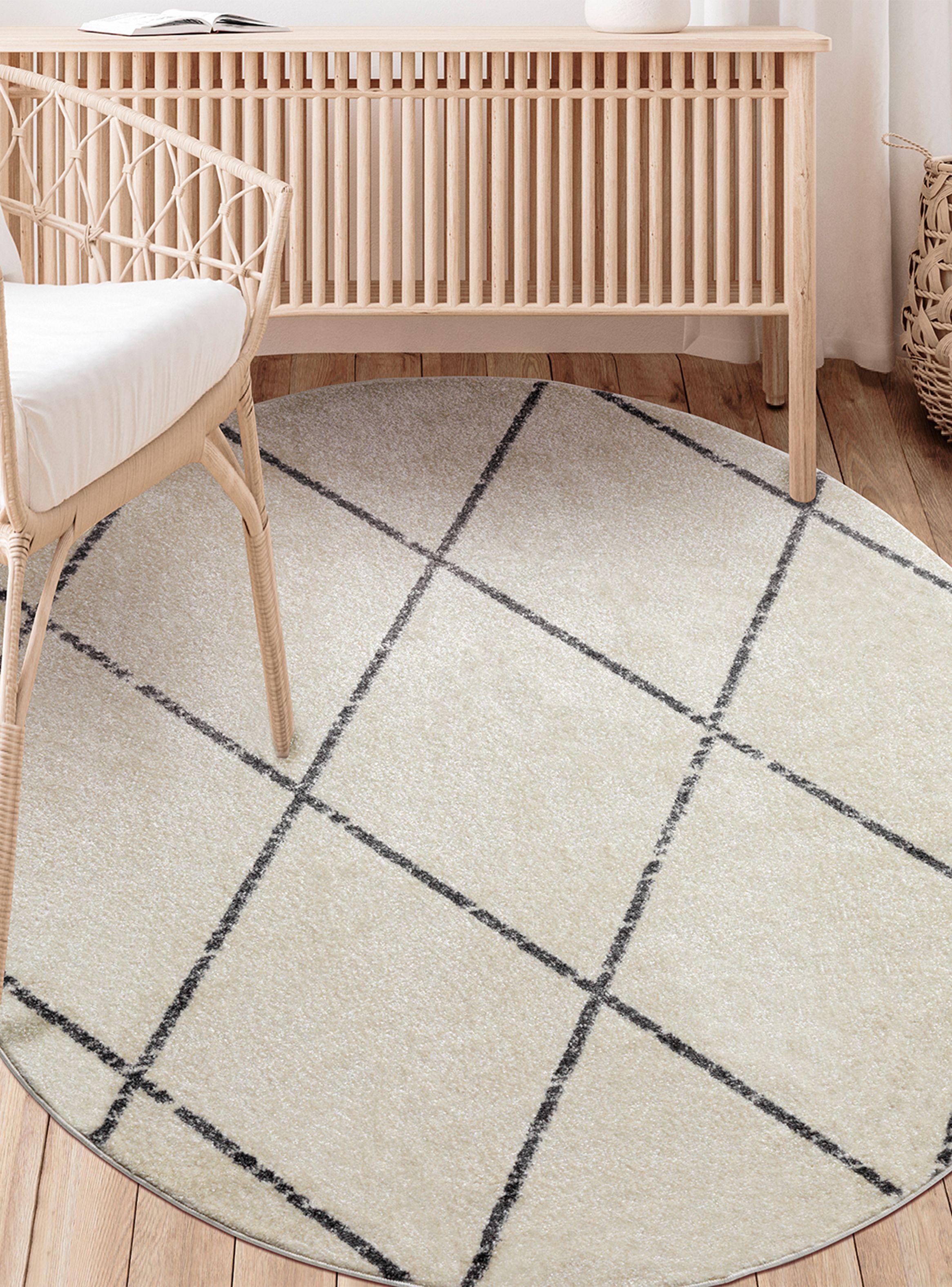 Alfombra Modalfo Redonda Florida Blanca 160 x 160 cm-2