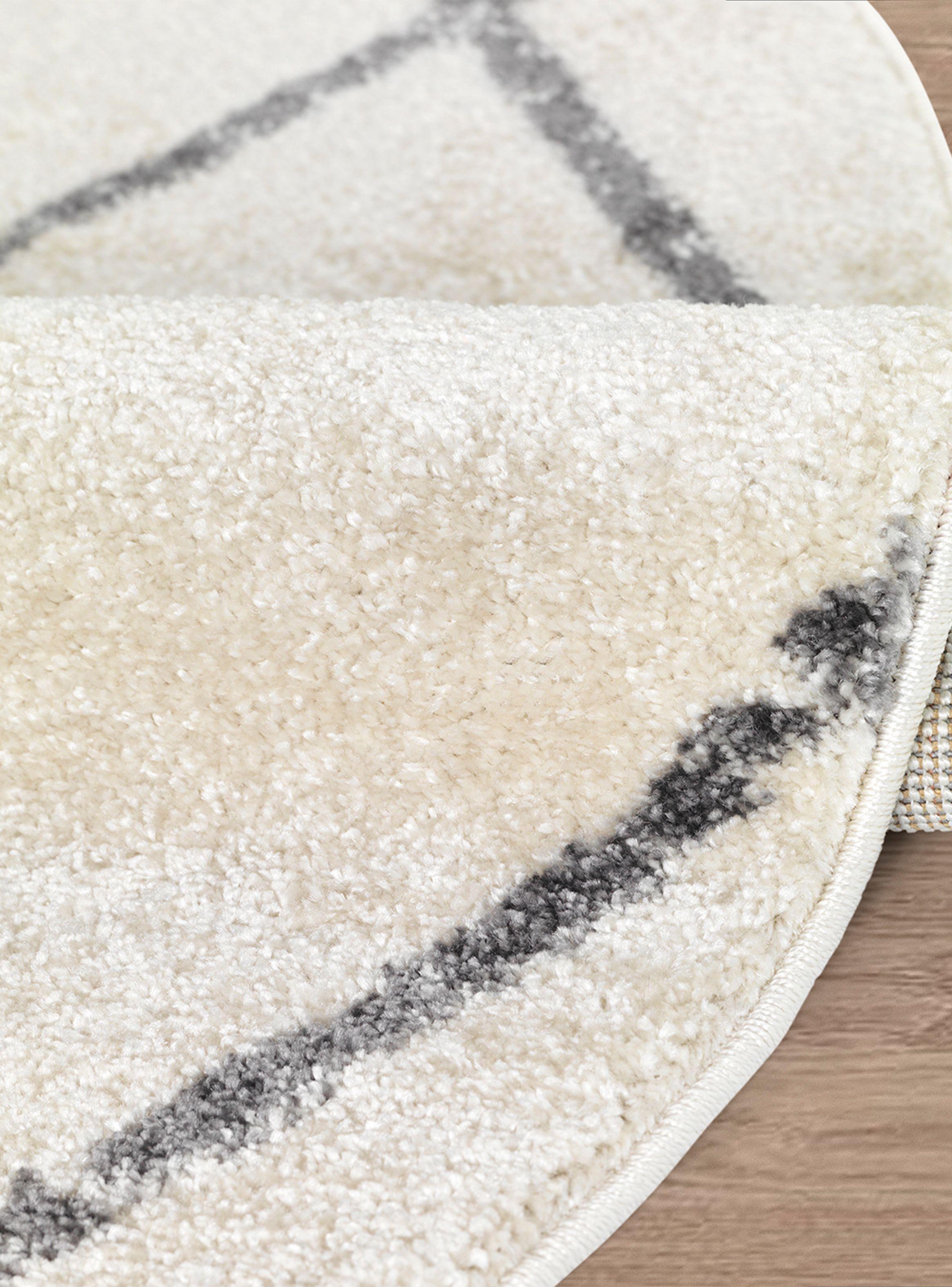 Alfombra Modalfo Redonda Florida Blanca 160 x 160 cm-1