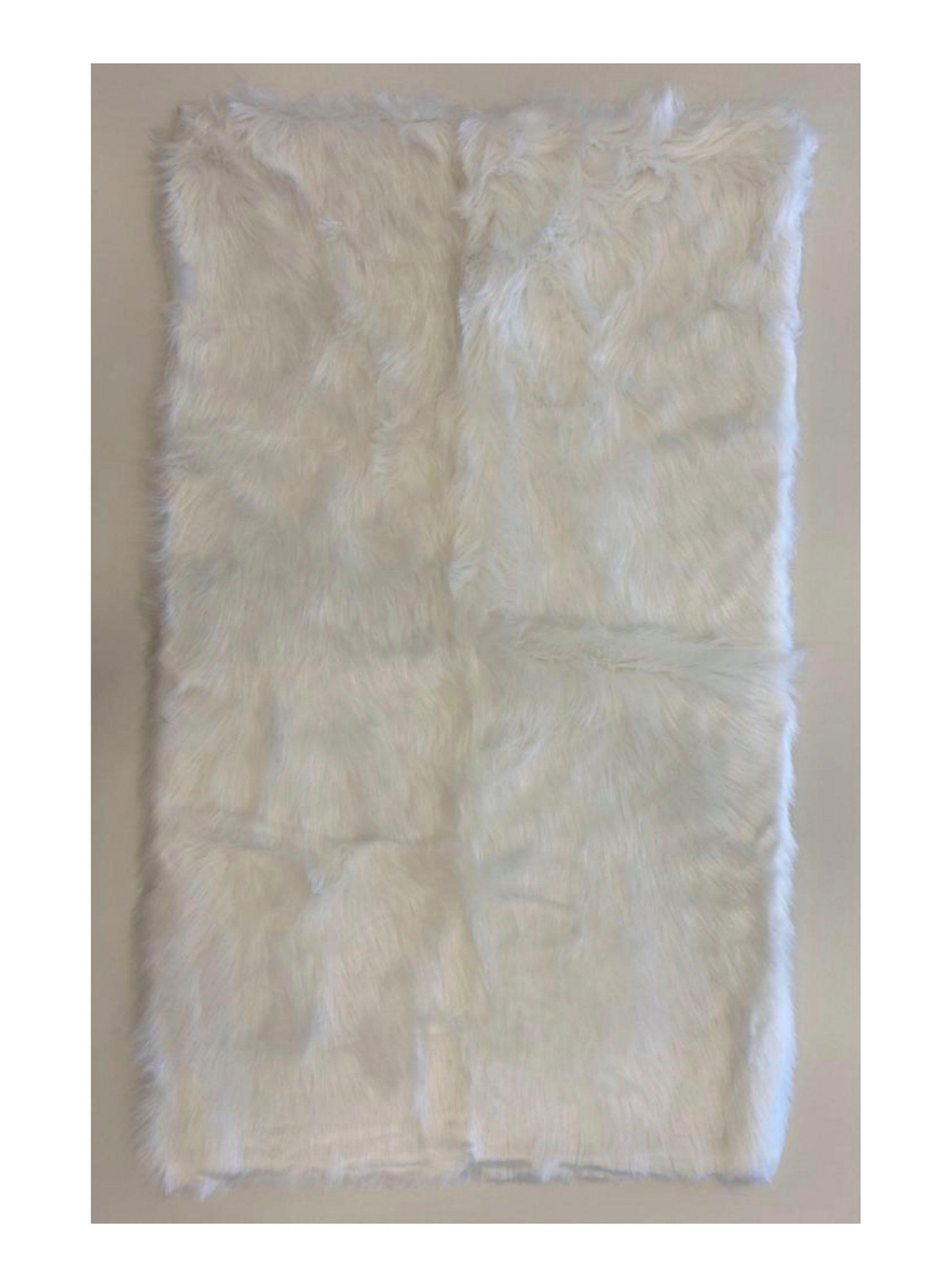 Bajada de Cama Piel Sintético Oveja Blanca 90 x 150 cm-0