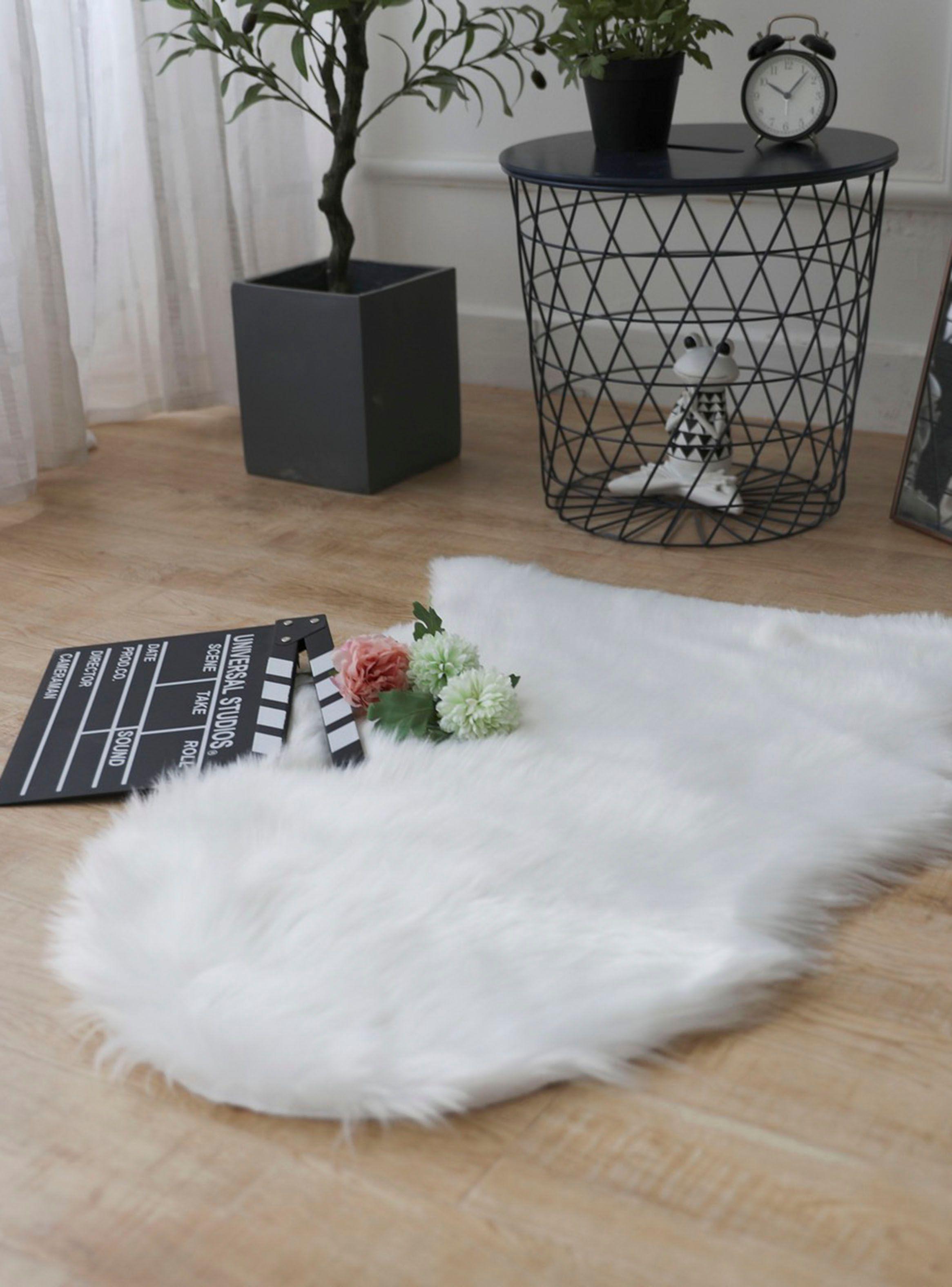 Bajada Cama Oveja Blanco Asimétrica 60 x 90 cm-5