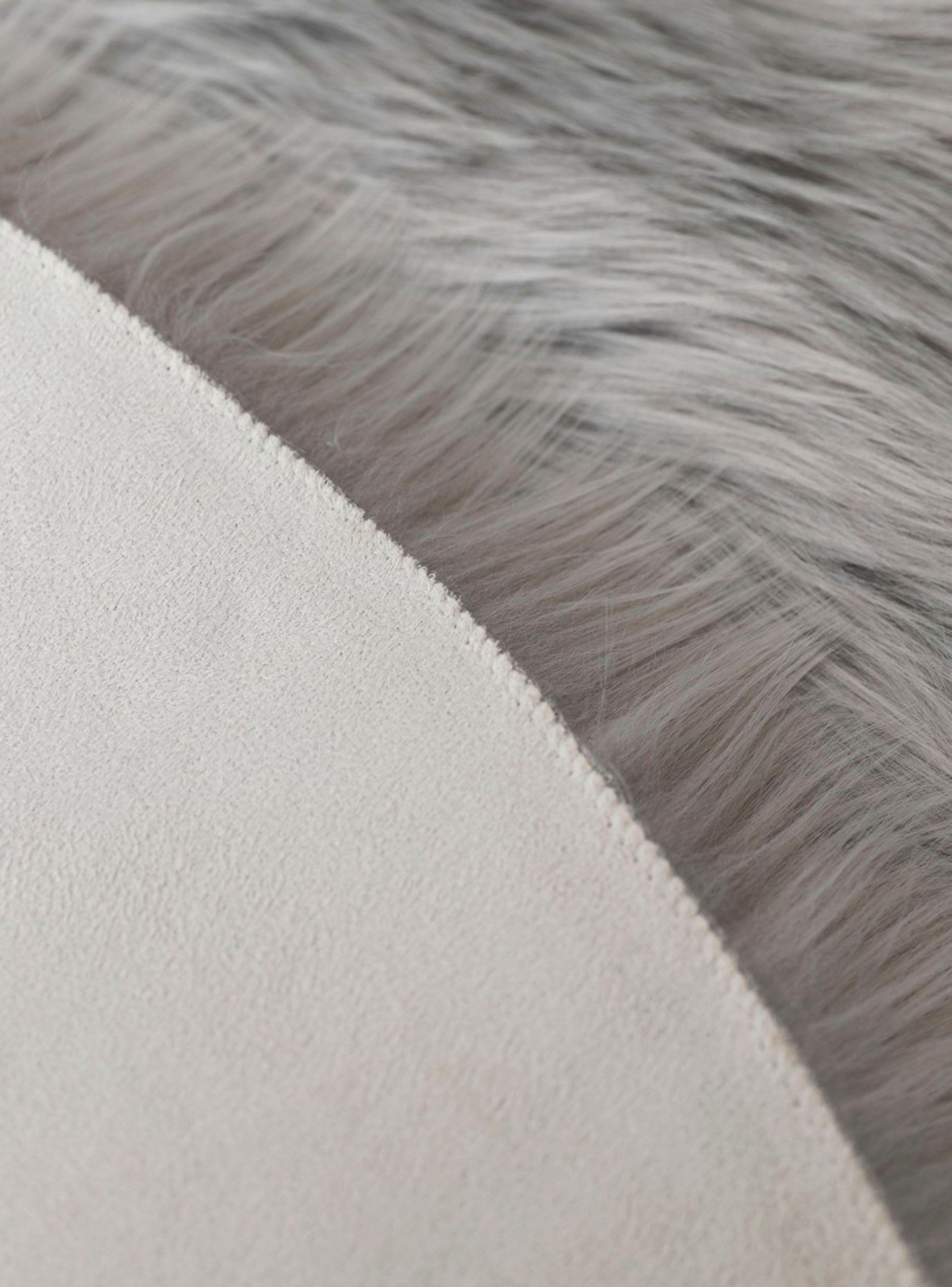 Alfombra Piel Sintético Oveja Gris 120 x 180 cm-3
